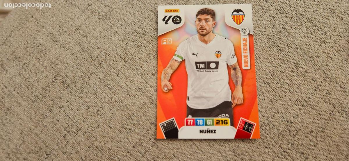 Cartes &agrave; collectionner de Football: adrenalyn 332 bis nu&ntilde;ez valencia 2025 2026 25 26 trading card FICHAJE