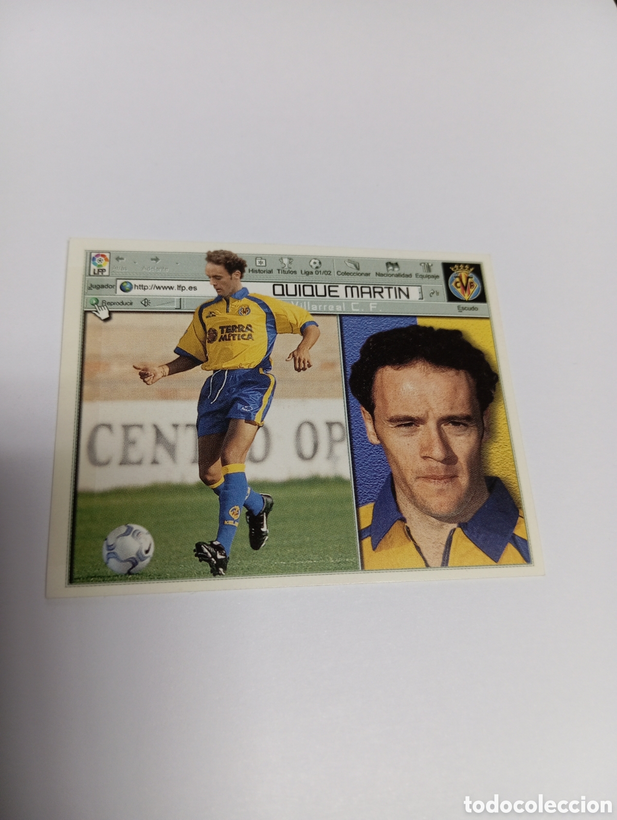 Cromos de F&uacute;tbol: QUIQUE MART&Iacute;N Villarreal LIGA ESTE 2001 2002 PANINI 01 02