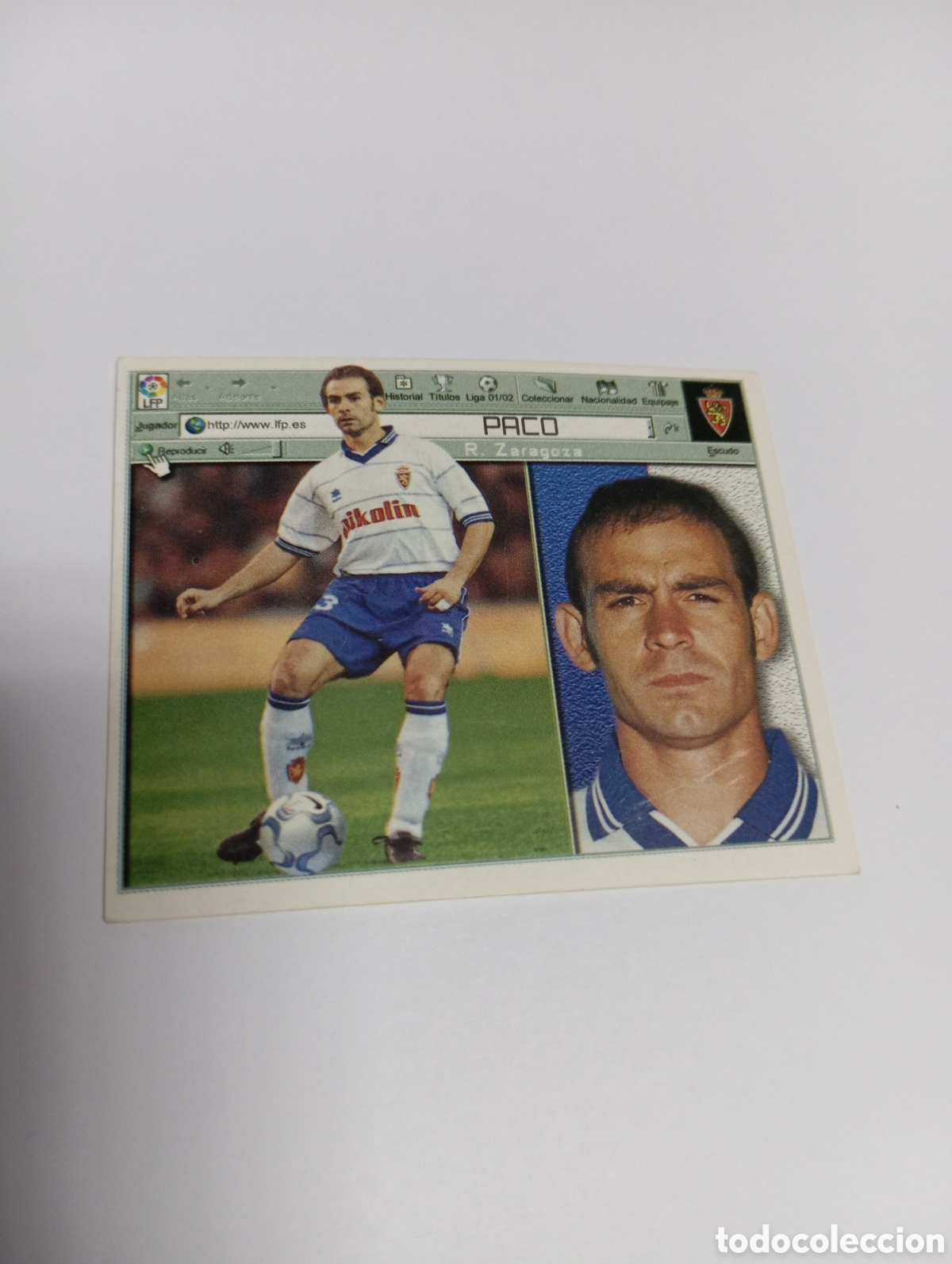Cromos de F&uacute;tbol: PACO Zaragoza LIGA ESTE 2001 2002 PANINI 01 02