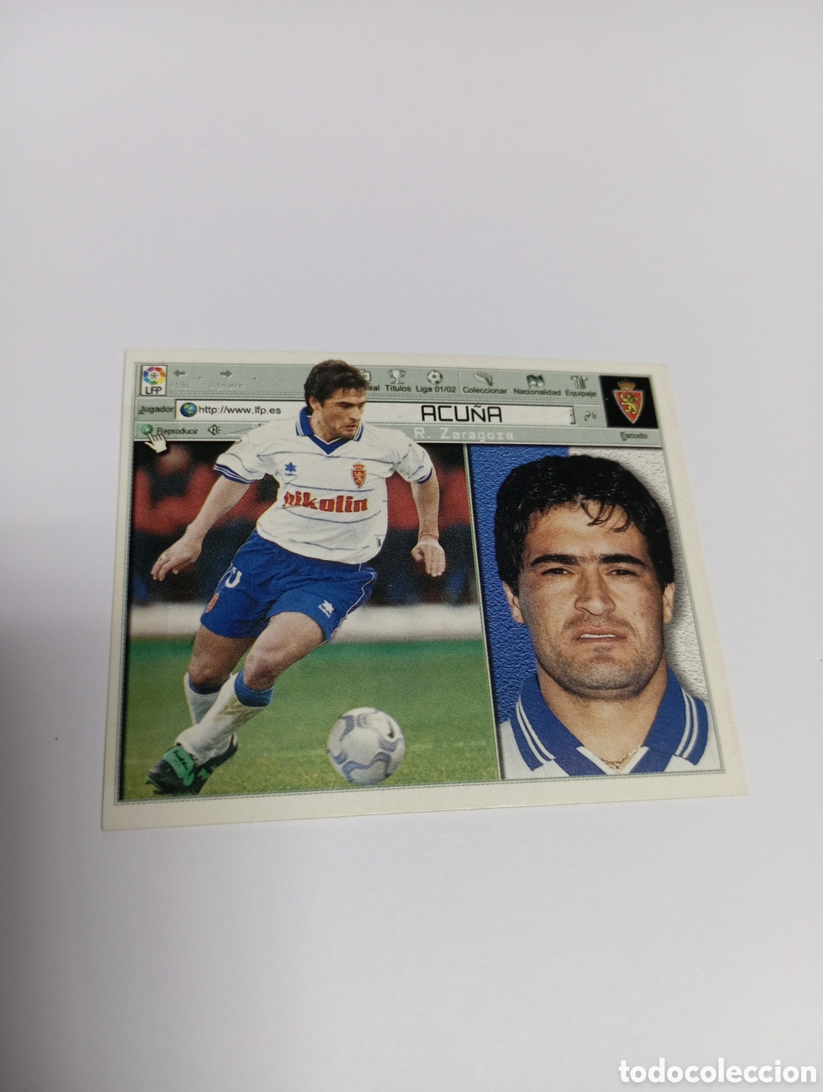 Cartes &agrave; collectionner de Football: ACU&Ntilde;A Zaragoza LIGA ESTE 2001 2002 PANINI 01 02