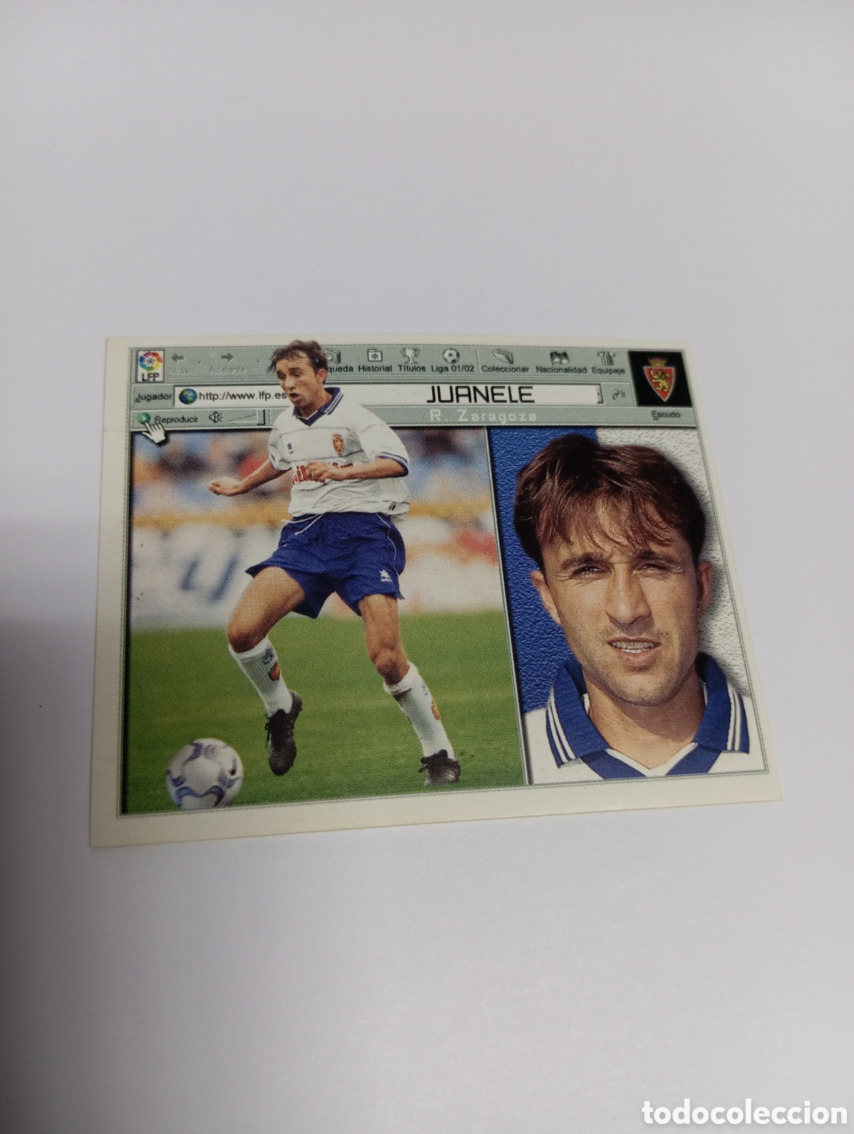 Cromos de F&uacute;tbol: JUANELE Zaragoza LIGA ESTE 2001 2002 PANINI 01 02