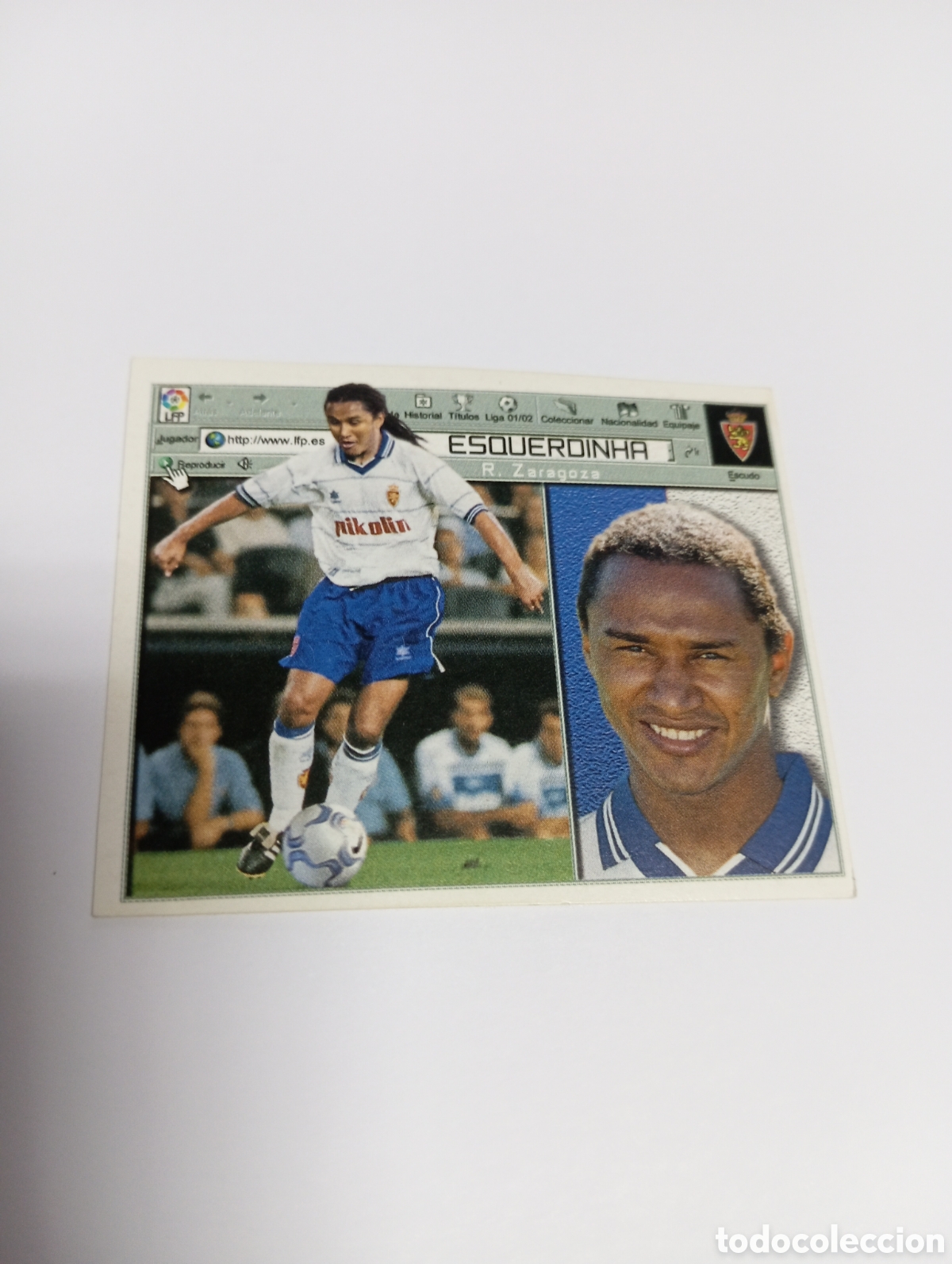 Cromos de F&uacute;tbol: ESQUERDINHA Zaragoza LIGA ESTE 2001 2002 PANINI 01 02