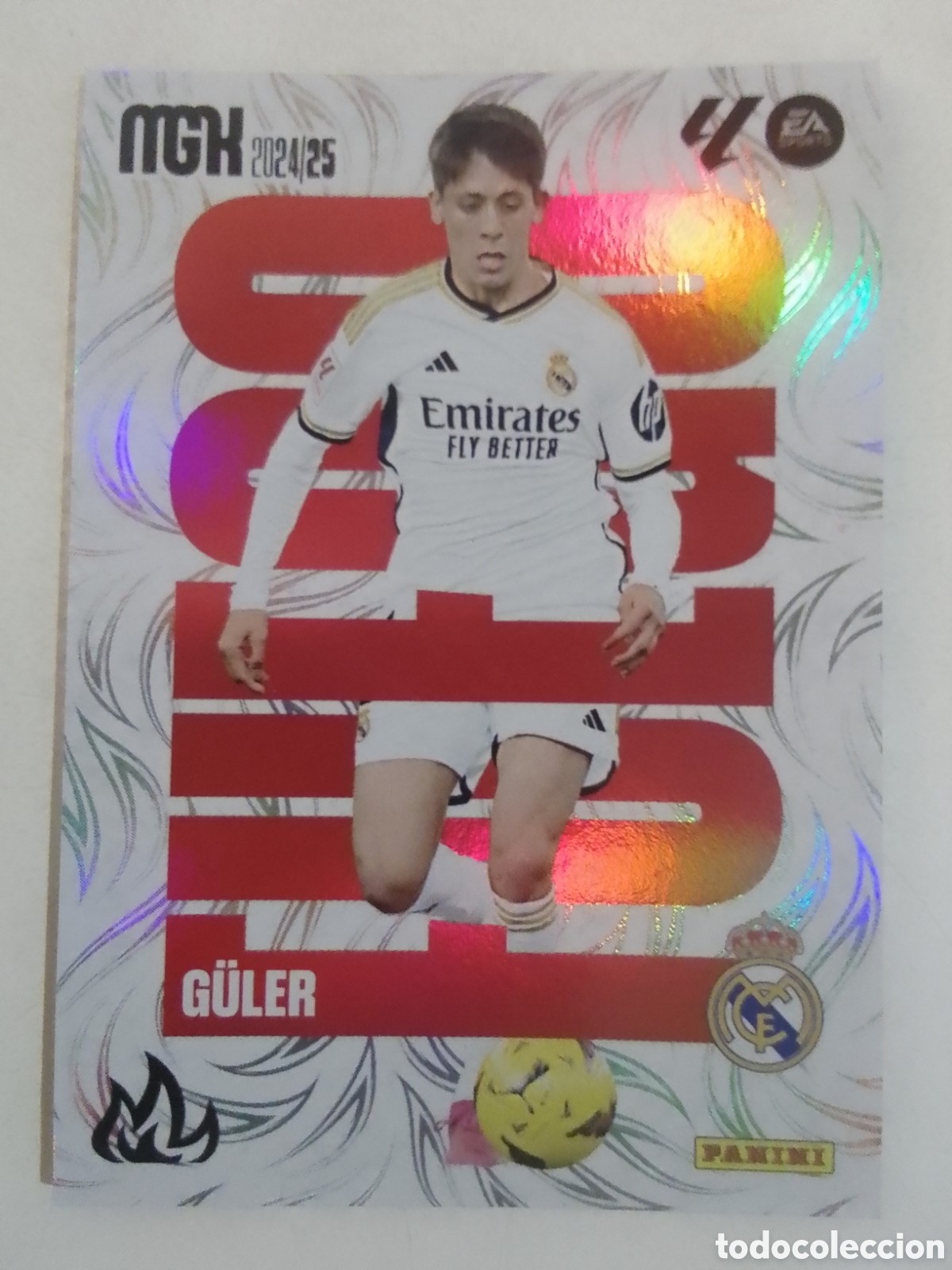 Cromos de F&uacute;tbol: Megacracks 2024-25 n&deg; 380 G&uuml;ler &bull; Real Madrid. FUEGO.