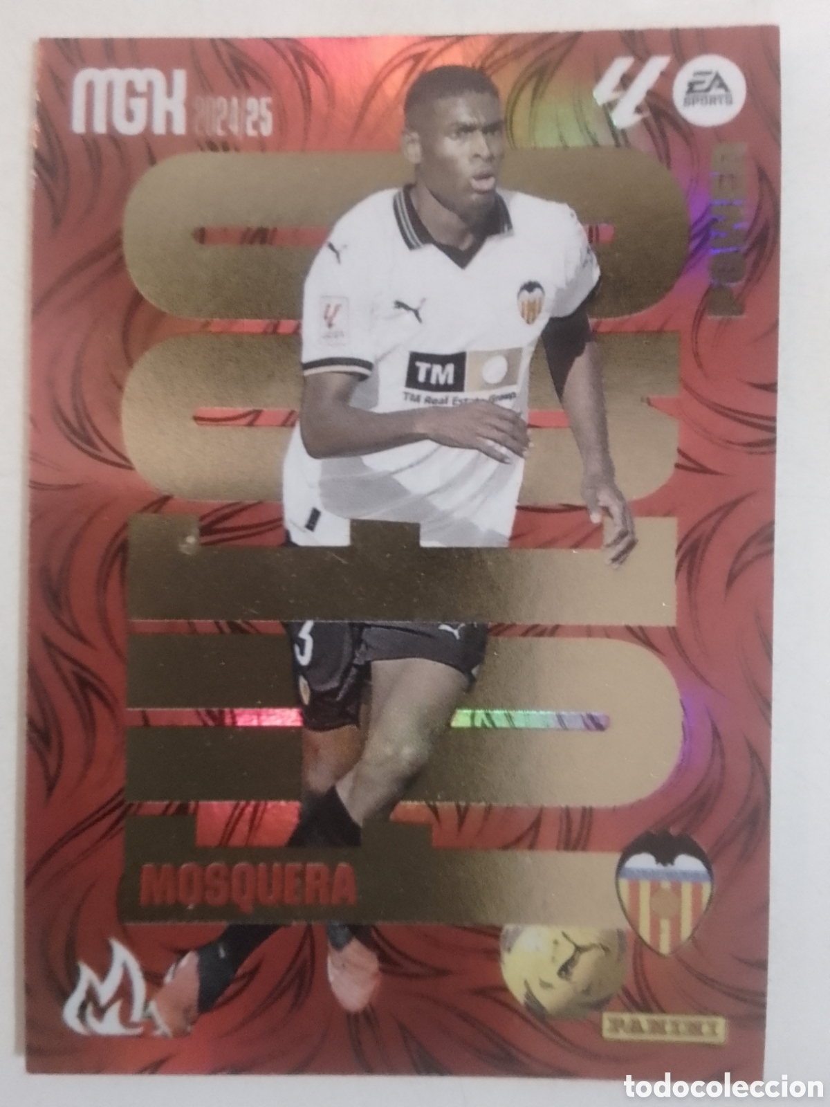 Cromos de F&uacute;tbol: Megacracks 2024-25 P 385 Mosquera &bull; Valencia. FUEGO POWER.