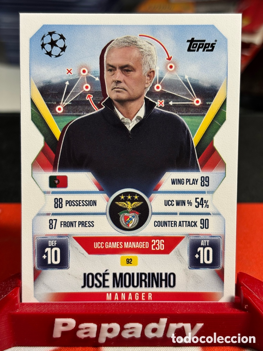 Cromos de F&uacute;tbol: Match Attax Champions League 25/26 EXTRA 92 Manager Jos&eacute; Mourinho Benfica