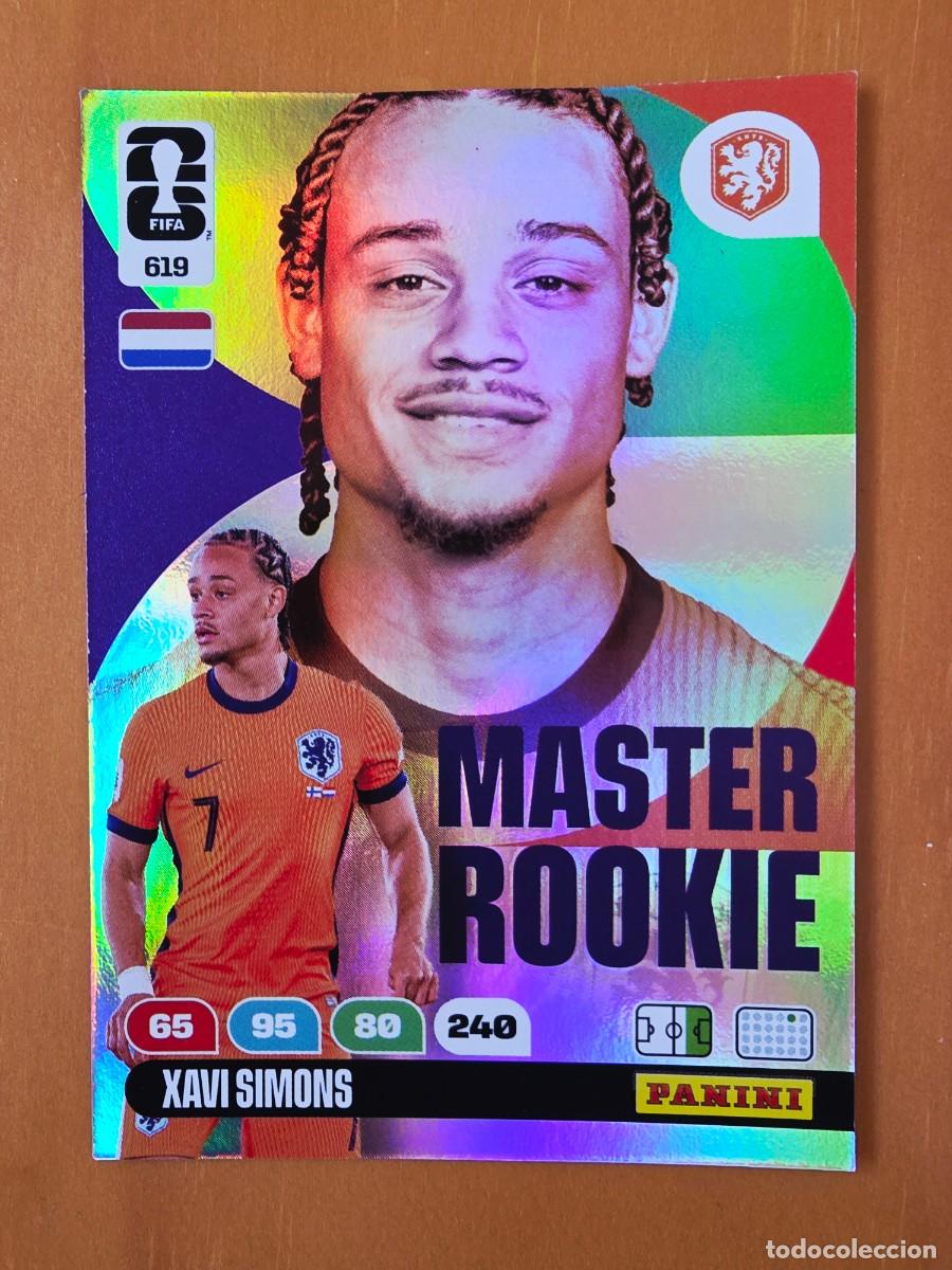 Cromos de F&uacute;tbol: 619 Xavi Simons, Pa&iacute;ses Bajos Holanda, Master Rookie Panini Adrenalyn XL Fifa World Cup 2026 Mundial