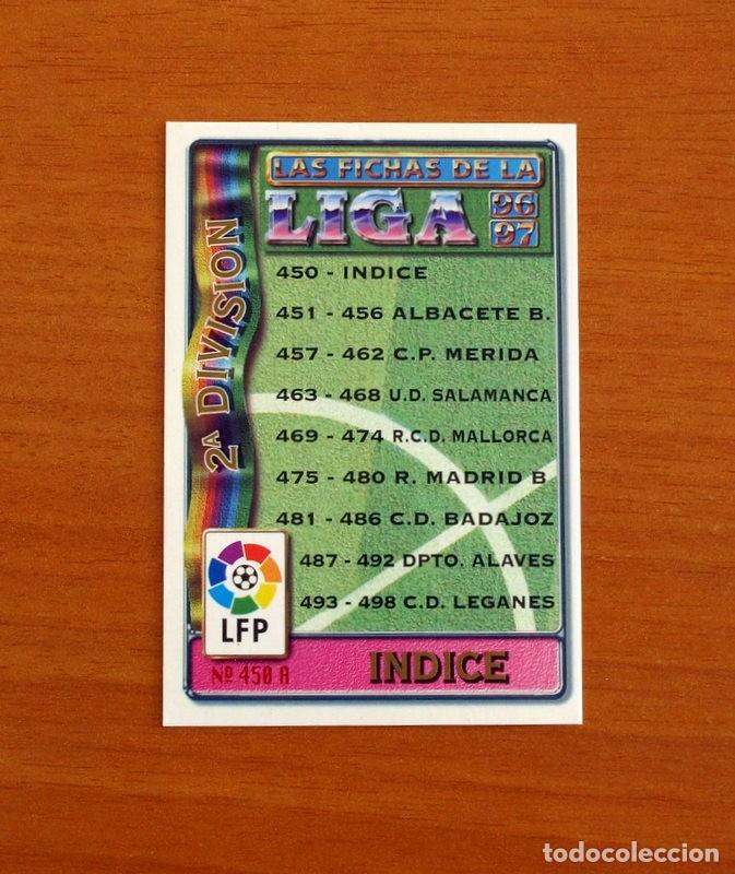 Cromos de Futebol: Indice -N&ordm; 450 A -2&ordf; Divisi&oacute;n-Mundicromo Las Fichas de la Liga F&uacute;tbol 1996-1997-96-97