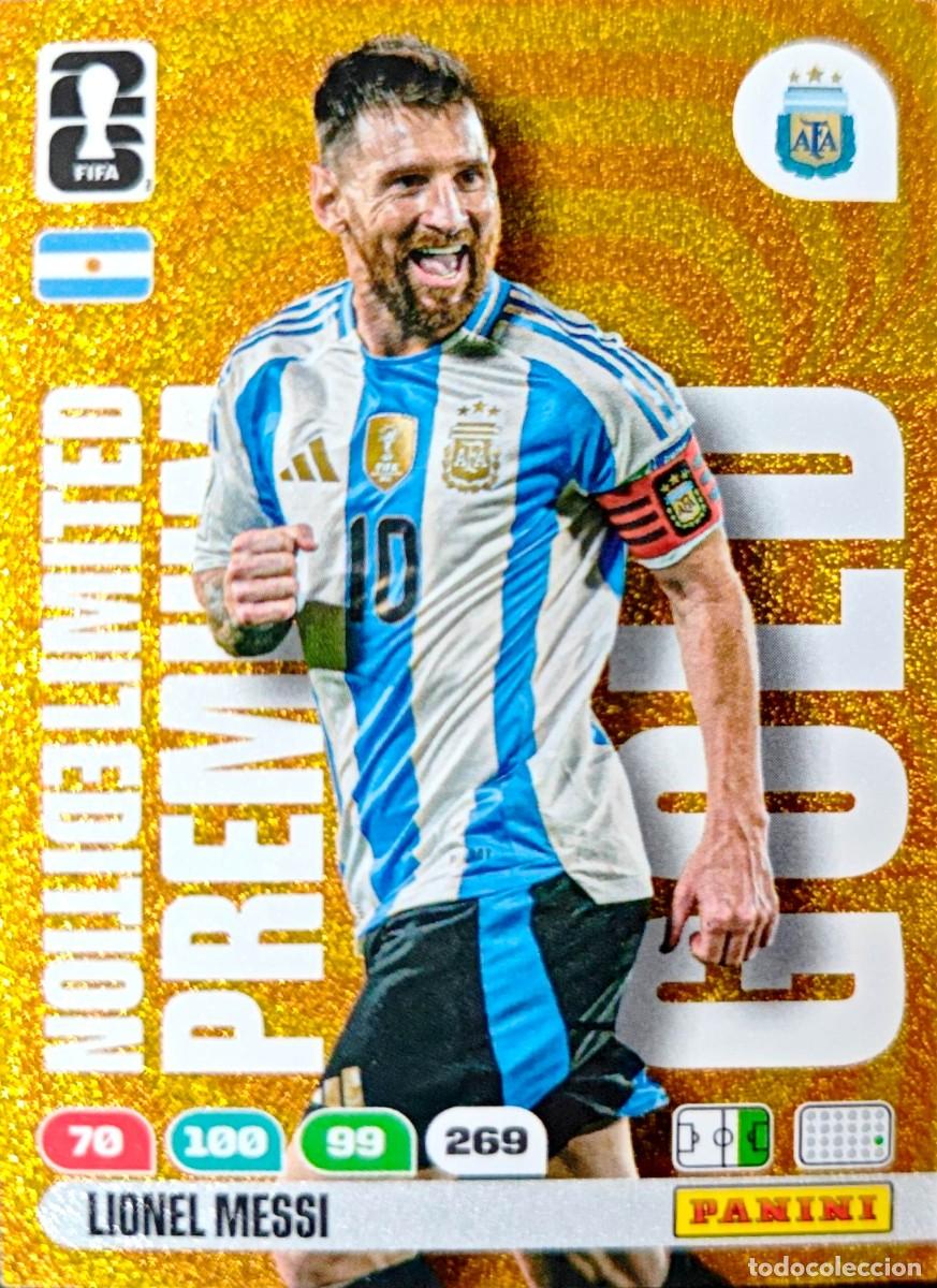 Cromos de F&uacute;tbol: Lionel Messi - Argentina - LIMITED EDITION PREMIUM GOLD - PANINI Adrenalyn FIFA World Cup 2026
