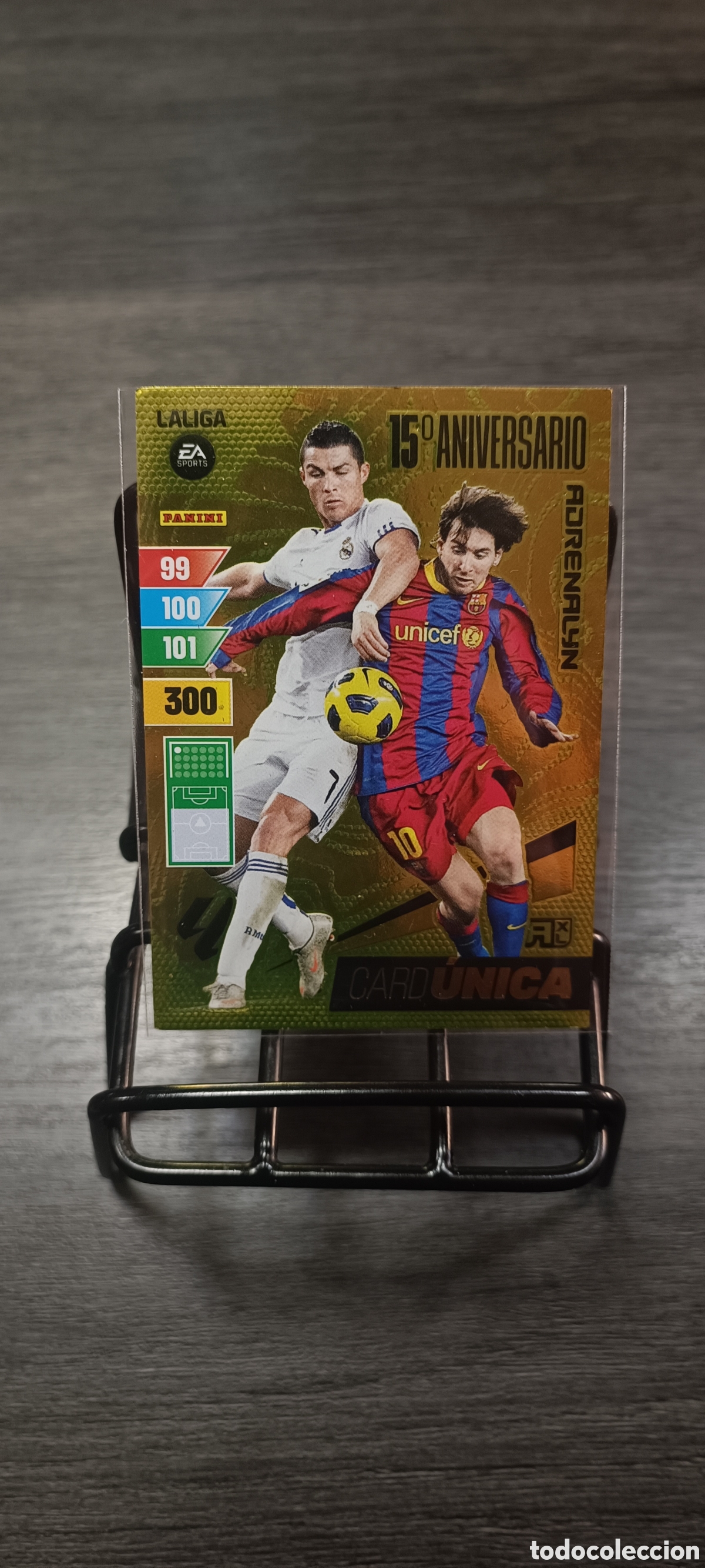 Cromos de F&uacute;tbol: Card &Uacute;nica Messi Cristiano 15 aniversario