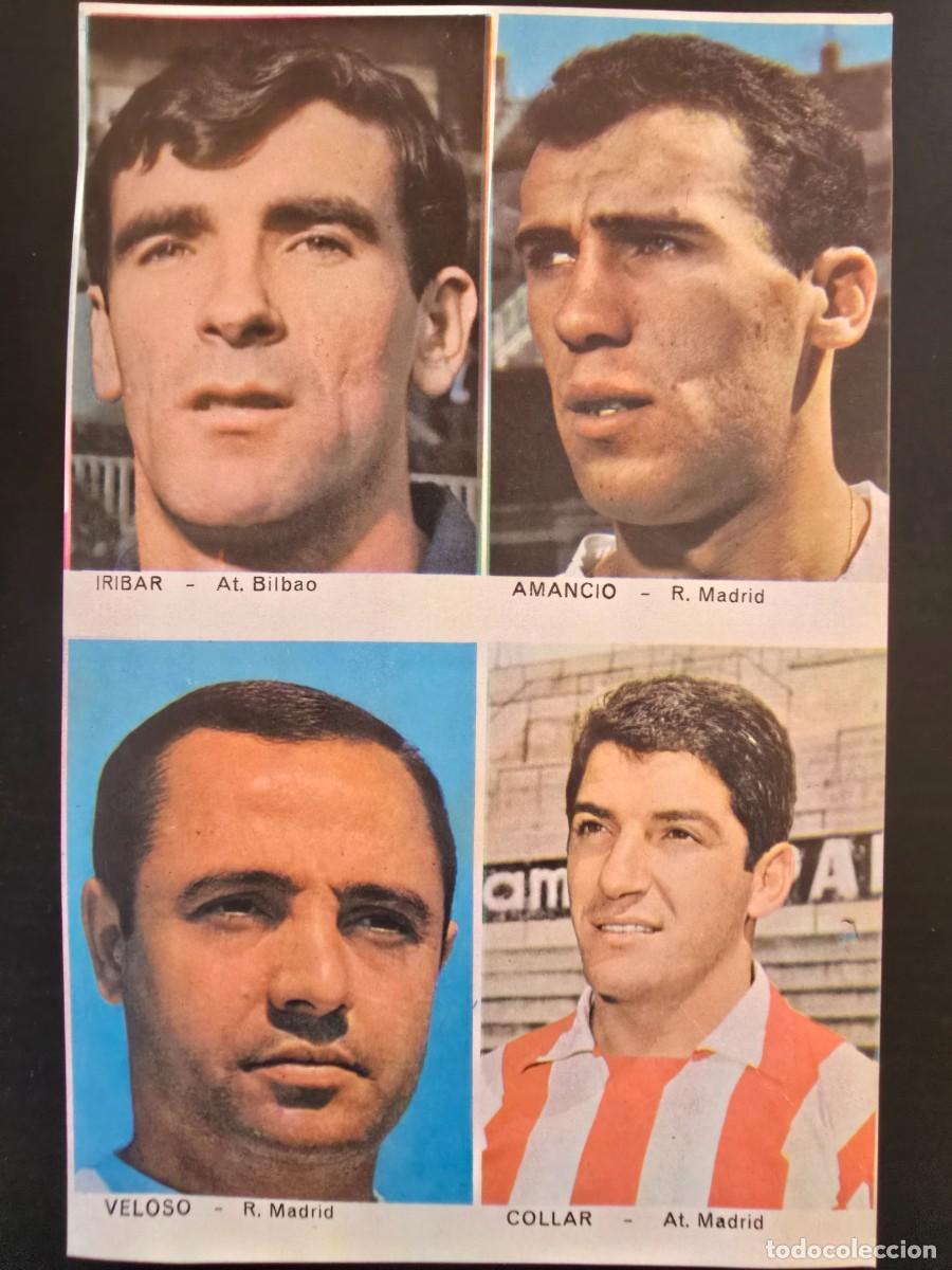 Cromos de F&uacute;tbol: Lamina Cromos Futbol.Iribar.Bilbao Amancio.Veloso.Real Madrid Collar.At.Madrid.Graficas Bergas