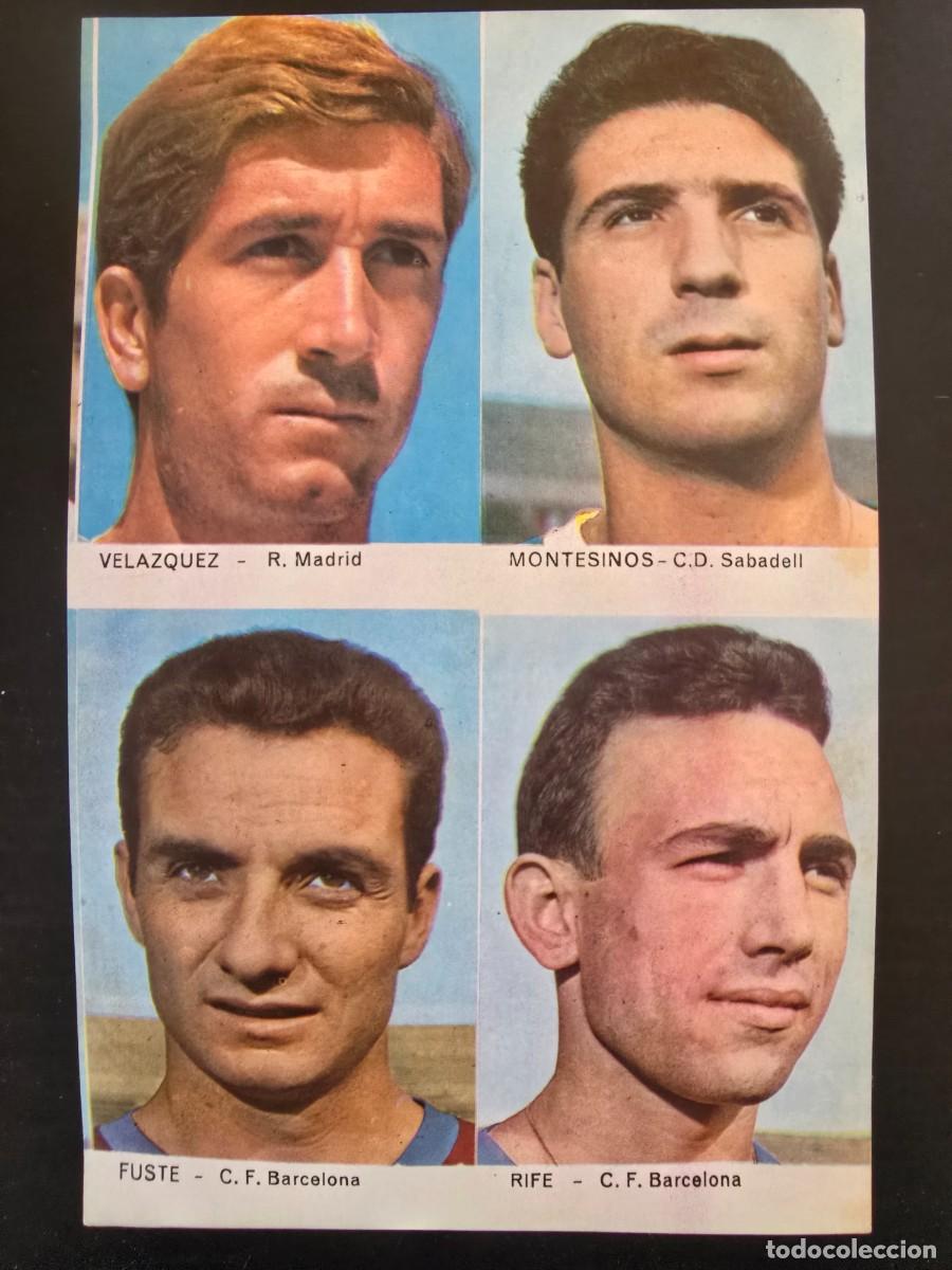 Cromos de F&uacute;tbol: Lamina Cromos Futbol.Velazquez.R.Madrid.Montesinos.Sabadell Fuste.Rife.Barcelona.Graficas Bergas