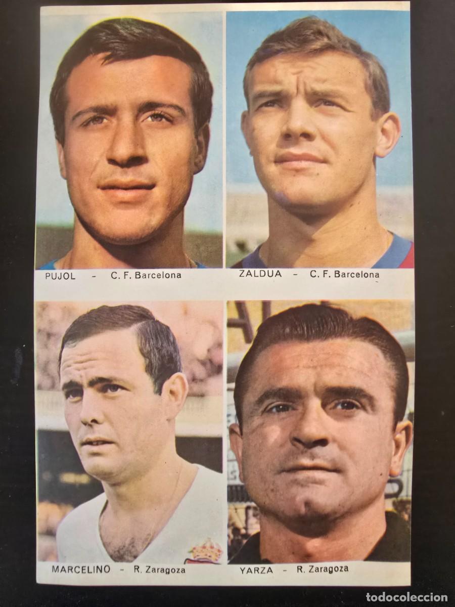 Cromos de F&uacute;tbol: Lamina Cromos Futbol.Pujol.Zaldua.Barcelona Marcelino.Yarza.Zaragoza.Graficas Bergas