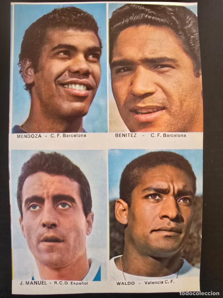 Cromos de F&uacute;tbol: Lamina Cromos Futbol.Mendoza.Benitez.Barcelona Manuel.Espa&ntilde;ol Waldo.Valencia.Graficas Bergas