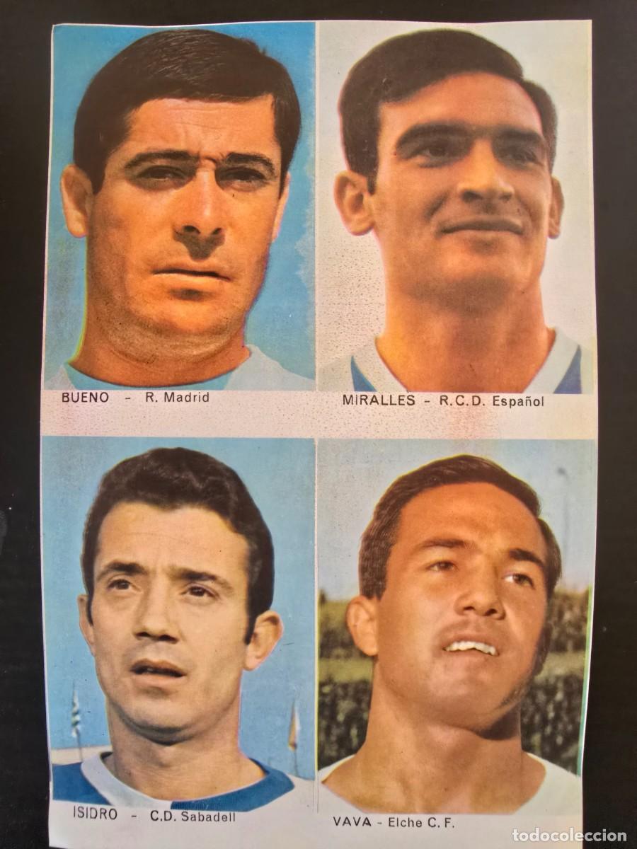 Cromos de F&uacute;tbol: Lamina Cromos Futbol.Bueno.R.Madrid Miralles.Espa&ntilde;ol Isidro.Sabadell Vava.Elche.Graficas Bergas