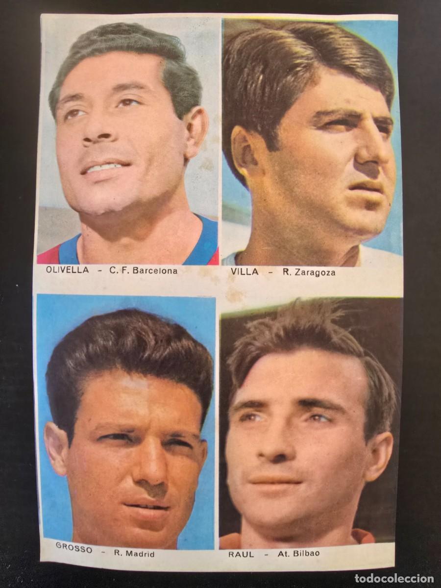 Cromos de F&uacute;tbol: Lamina Cromos Futbol.Olivella.Barcelona Villa.Zaragoza Grosso.R.Madrid Raul.Bilbao.Graficas Bergas