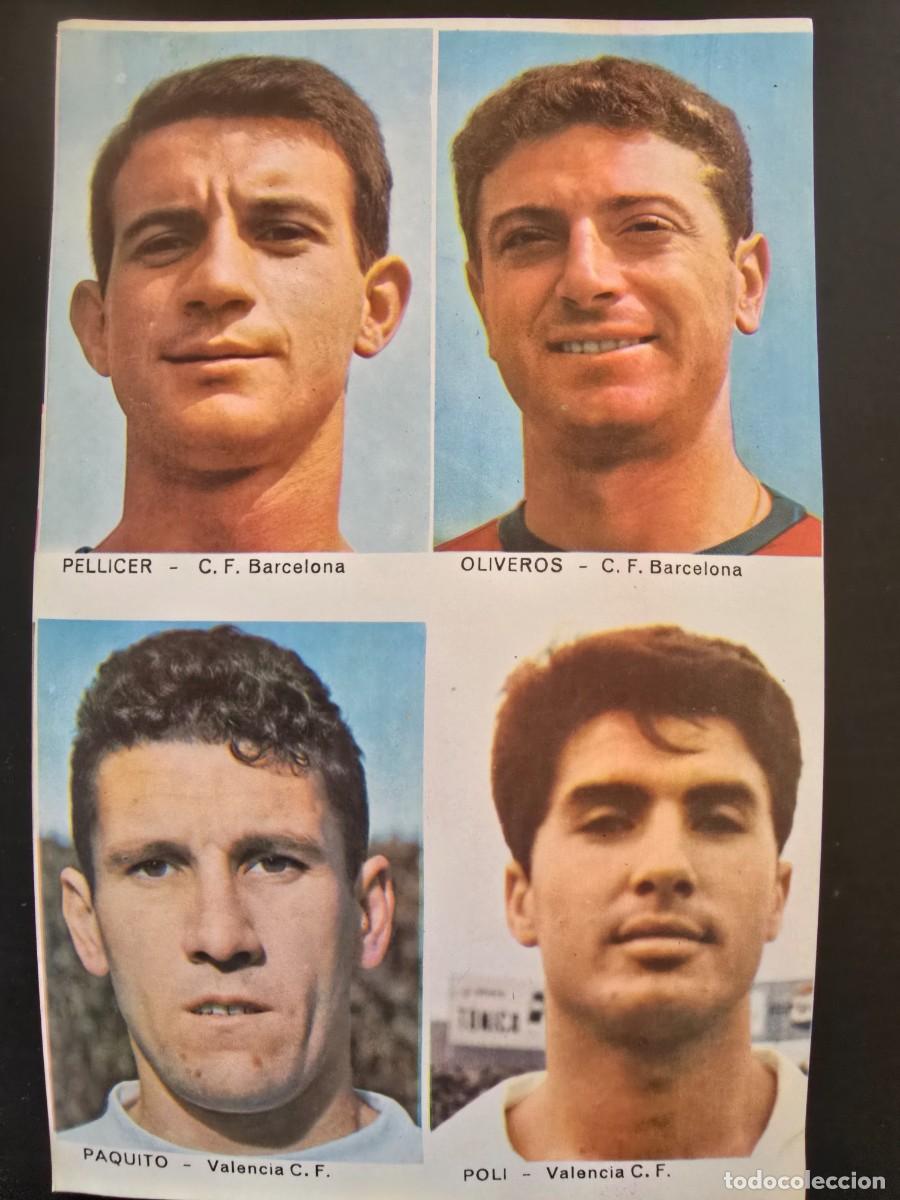 Cromos de F&uacute;tbol: Lamina Cromos Futbol.Pellicer.Oliveros.Barcelona Paquito.Poli.Valencia.Graficas Bergas