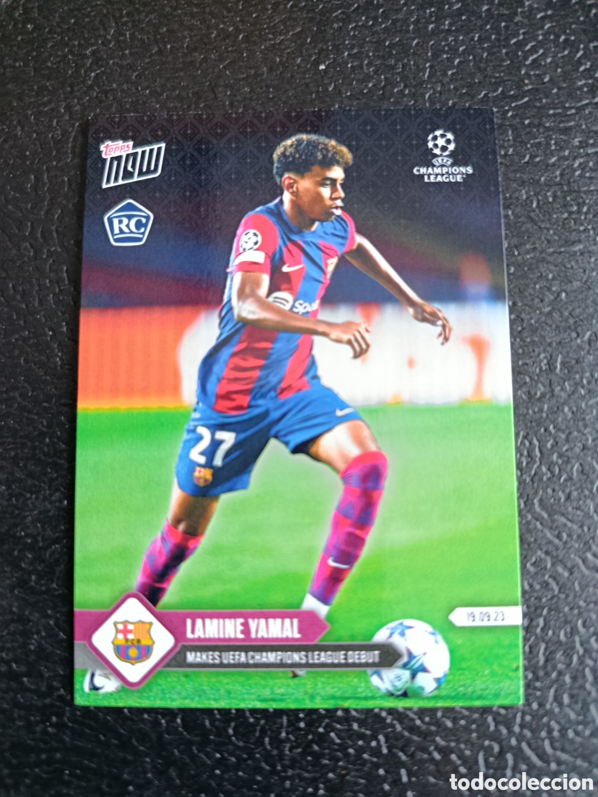 Cromos de F&uacute;tbol: Topps Now 009 Lamine Yamal Rookie Card RC FC Barcelona Debut Champions League FCB 23 24 2023 2024