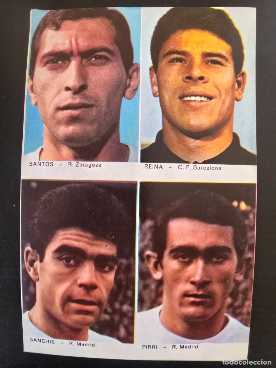 Cromos de F&uacute;tbol: Lamina Cromos Futbol.Santos.Zaragoza Reina.Barcelona Sanchis.Pirri.R.Madrid.Graficas Bergas