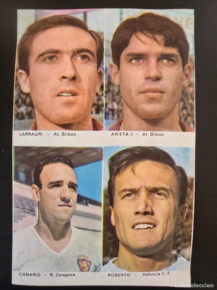 Cromos de F&uacute;tbol: Lamina Cromos Futbol.Larrauri.Arieta II.Bilbao Canario.Zaragoza Roberto.Valencia.Graficas Bergas