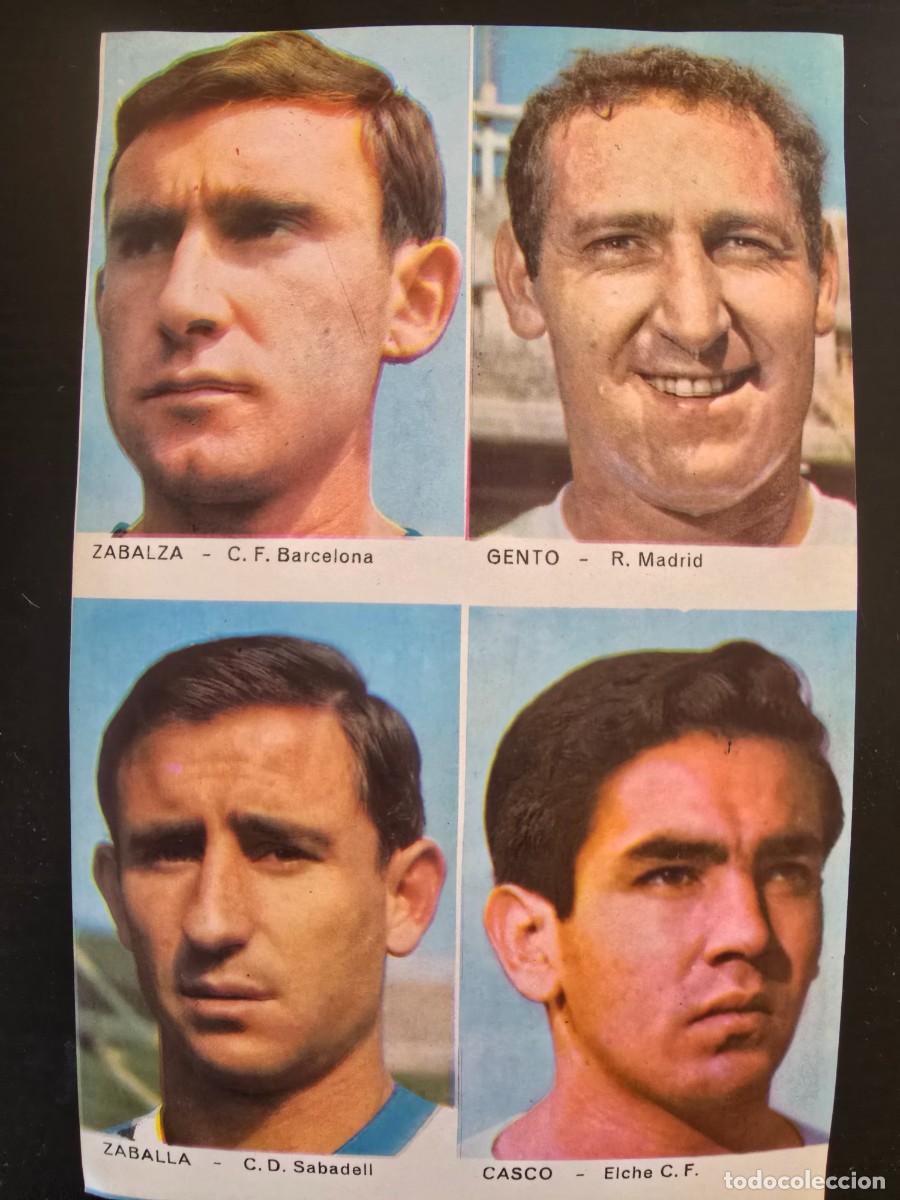 Cromos de F&uacute;tbol: Lamina Cromos Futbol.Zabalza.Barcelona Gento.R.Madrid Zaballa.Sabadell Casco.Elche.Graficas Bergas