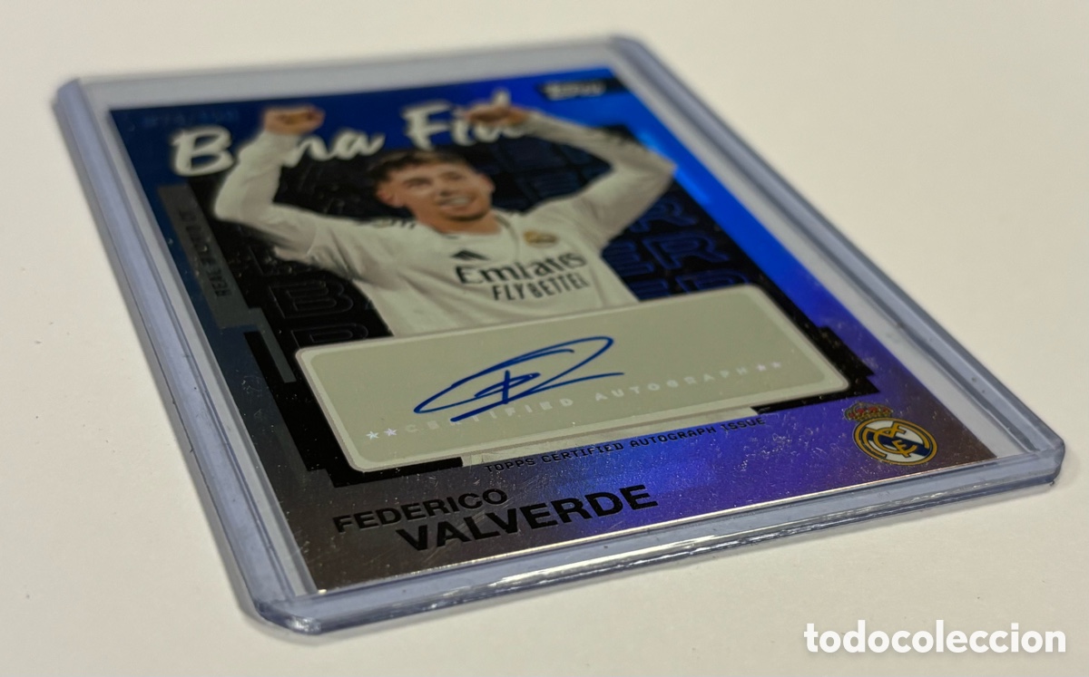 Cromos de F&uacute;tbol: FEDERICO VALVERDE (REAL MADRID). CARTA AUT&Oacute;GRAFO BLUE PARALLEL NUMERADA 74/150. TOPPS BONA FIDE BAL