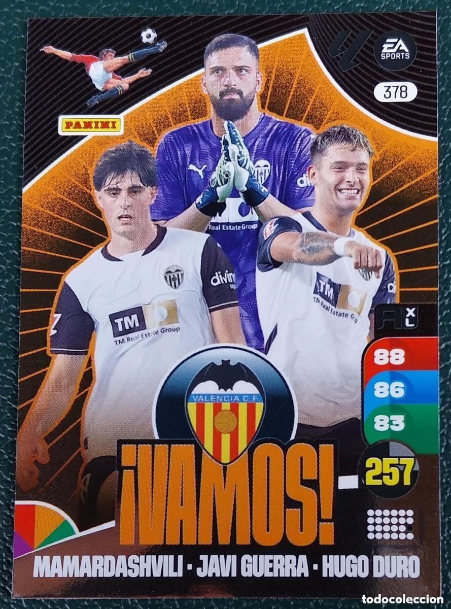 Cromos de F&uacute;tbol: 378 MAMARDASHVILI/JAVI GUERRA/HUGO DURO VALENCIA CF VAMOS FICHAS ALBUM ADRENALYN XL 2024 2025 24 25