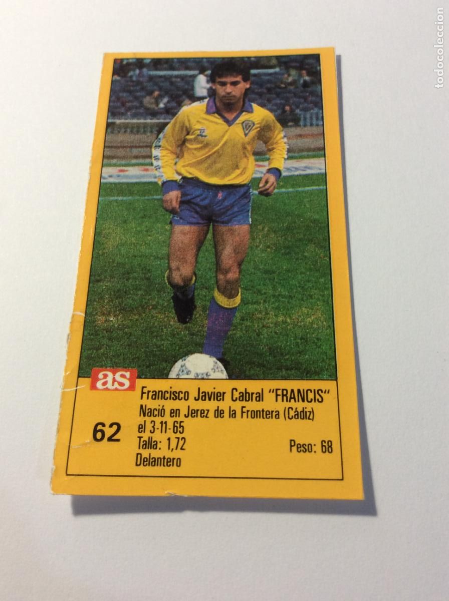 Cromos de F&uacute;tbol: 62 Francis Cadiz CF LOS ASES DE LA LIGA 87-88 de AS
