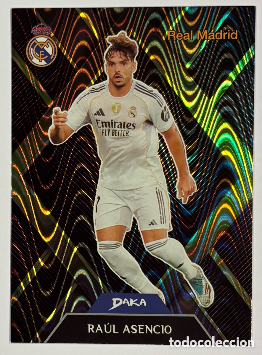 Figurine di Calcio: RA&Uacute;L ASENCIO. CARTA CARTA DAKA TOP AUDIENCE REAL MADRID 2025/26 PARALELA NUMERADA 118/199.