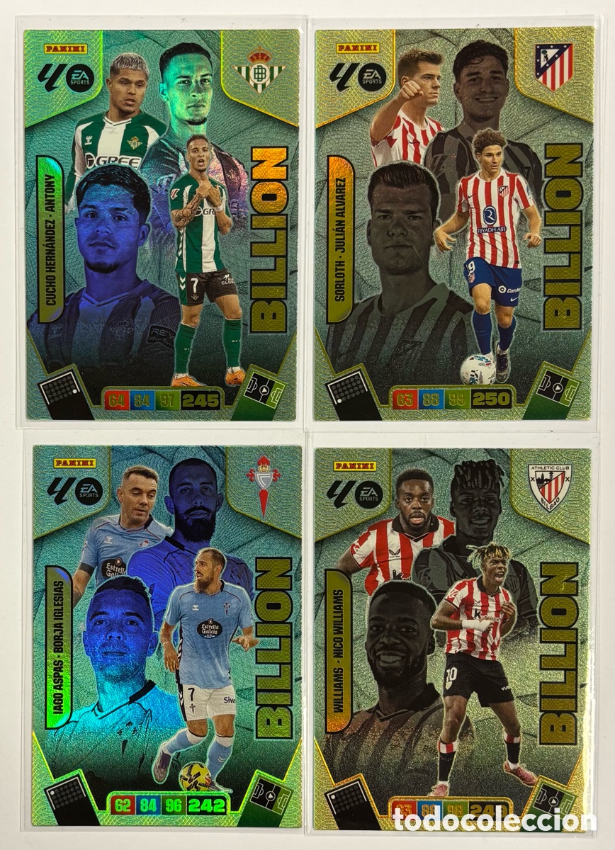 Cromos de F&uacute;tbol: LOTE 4 CARTAS BILLION ADRENALYN XL PANINI 2025/26. JULI&Aacute;N &Aacute;LVAREZ SHORLOTH, WILLIAMS&hellip;