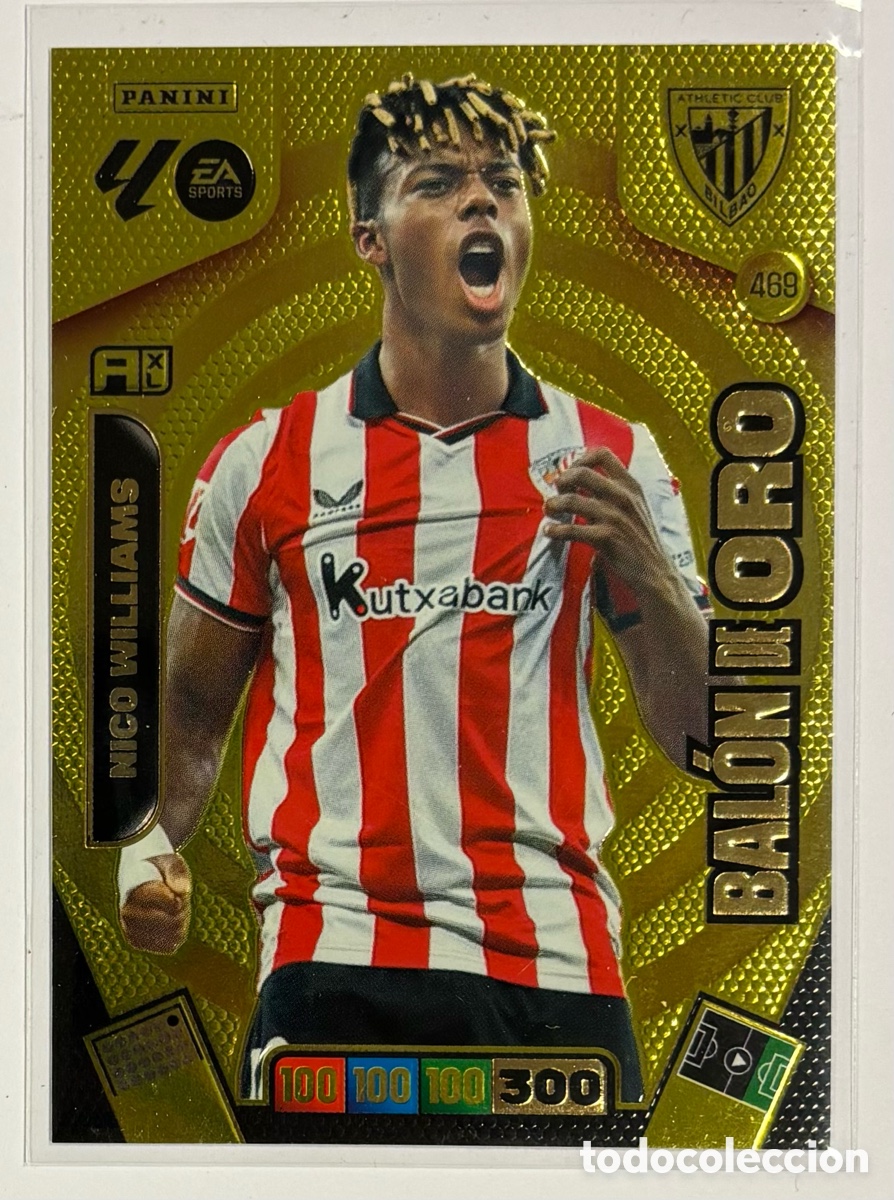 Cromos de F&uacute;tbol: NICO WILLIAMS (ATHLETIC CLUB) BAL&Oacute;N DE ORO N&deg; 479. CROMO CARTA ADRENALYN XL PANINI 2025/26.