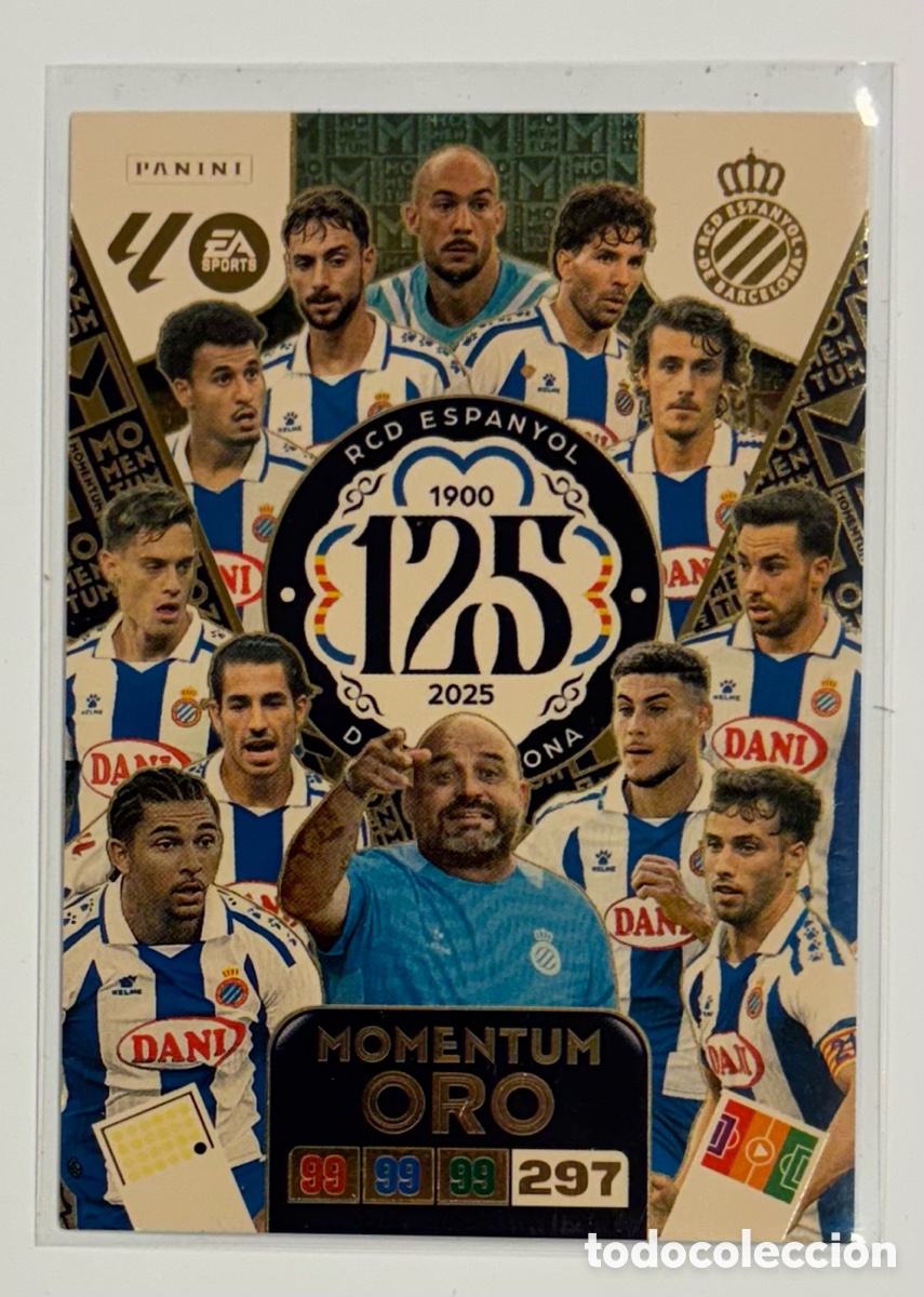 Cromos de Futebol: RCD ESPANYOL 1900-2025 125&ordm; ANIVERSARIO. CARTA MOMENTUM ORO ADRENALYN XL PANINI 2025/26.