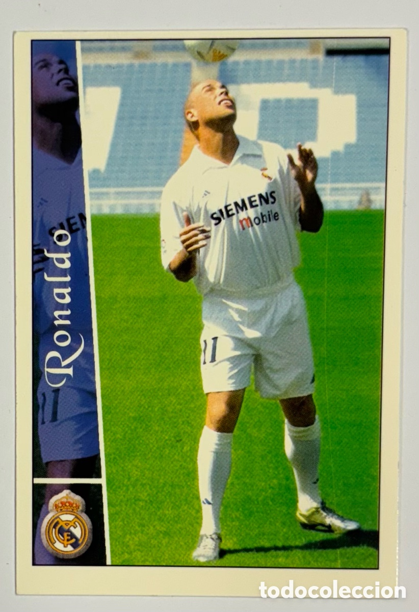 Cromos de F&uacute;tbol: RONALDO NAZARIO (REAL MADRID C.F.). CARTA LAS FICHAS DE LA LIGA 2005. MUNDI CROMO N&deg; 76.
