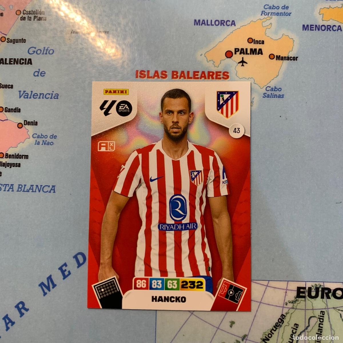 Football Stickers: Hancko n&uacute;mero 43 del Atl&eacute;tico de Madrid cromo adrenalyn XL 25-26 2025-2026