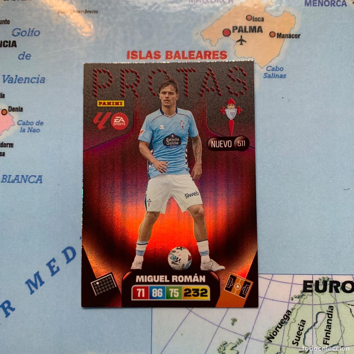 Cromos de F&uacute;tbol: Miguel Rom&aacute;n nuevo Protas n&uacute;mero 511 del Celta cromo adrenalyn XL 25-26 2025-2026