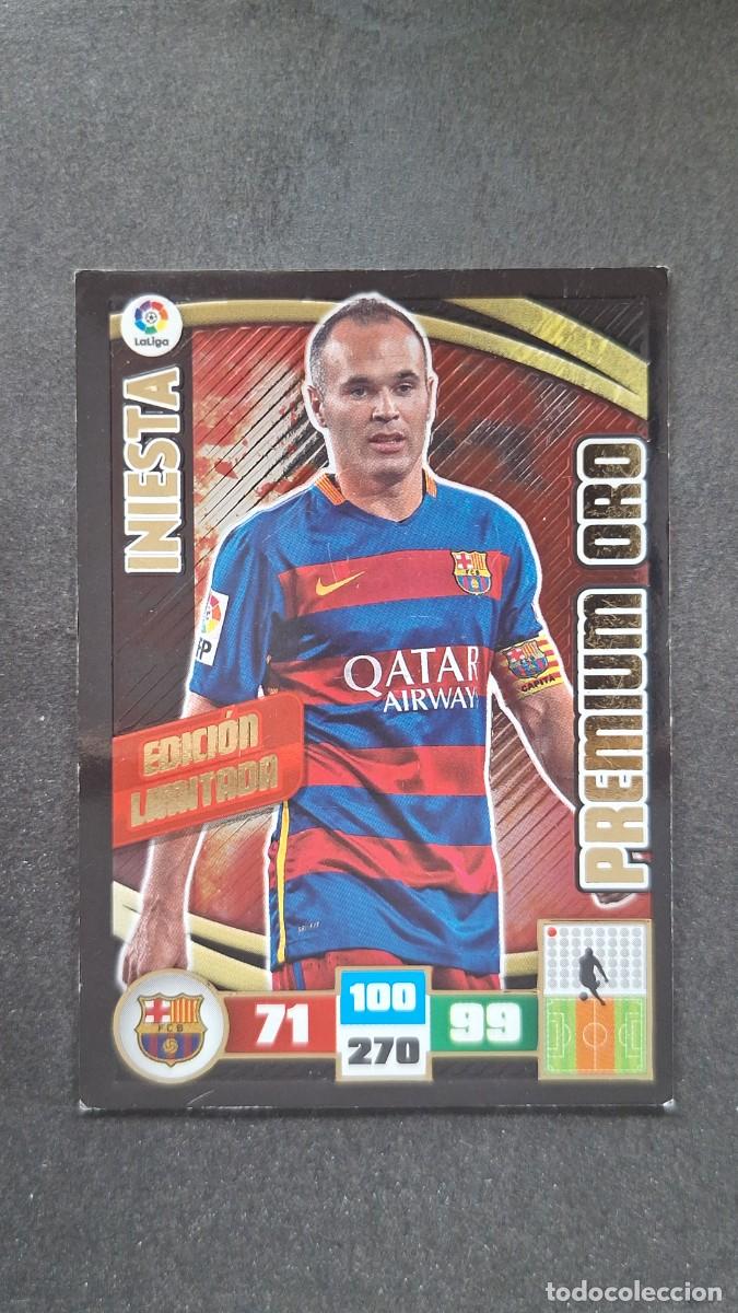 Cromos de F&uacute;tbol: L1 INIESTA F. C. BARCELONA PREMIUM ORO EDICION LIMITADA PANINI ADRENALYN XL LIGA 2015/16 15 16