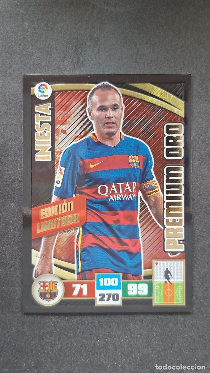 Cromos de F&uacute;tbol: L1 INIESTA F. C. BARCELONA PREMIUM ORO EDICION LIMITADA PANINI ADRENALYN XL LIGA 2015/16 15 16
