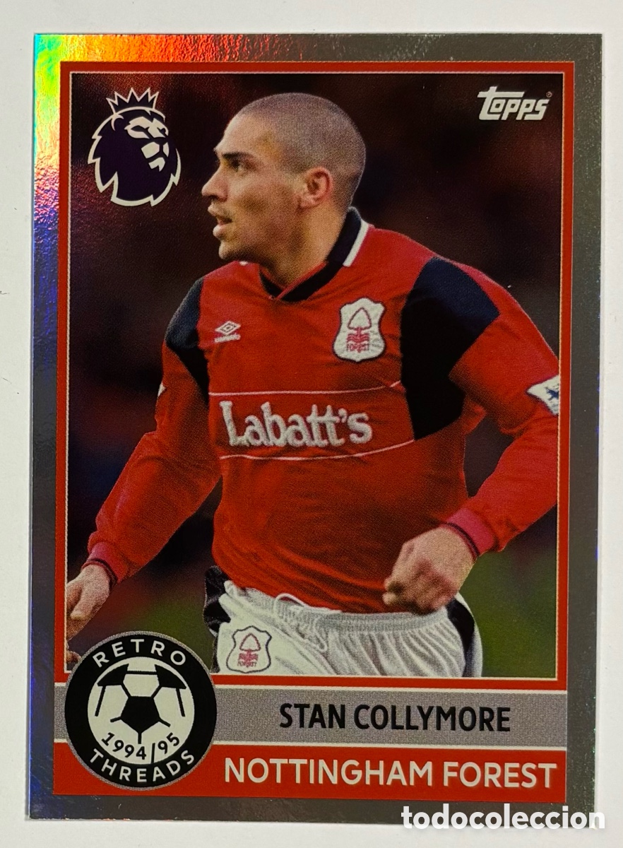 Fu&szlig;ball-Sticker: STAN COLLYMORE (NOTTINGHAM FOREST). RETRO THEADS. CARTA TOPPS PREMIER LEAGUE 2025/26. HOLO