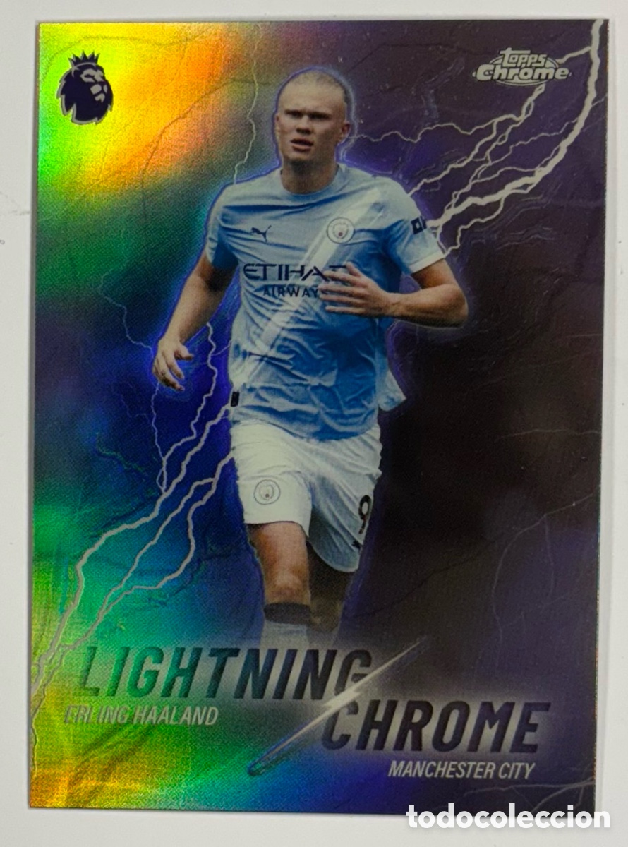 Cromos de F&uacute;tbol: ERLING HAALAND (MANCHESTER CITY) LIGHTNING CHROME CARTA TOPPS PREMIER LEAGUE 2025/26.