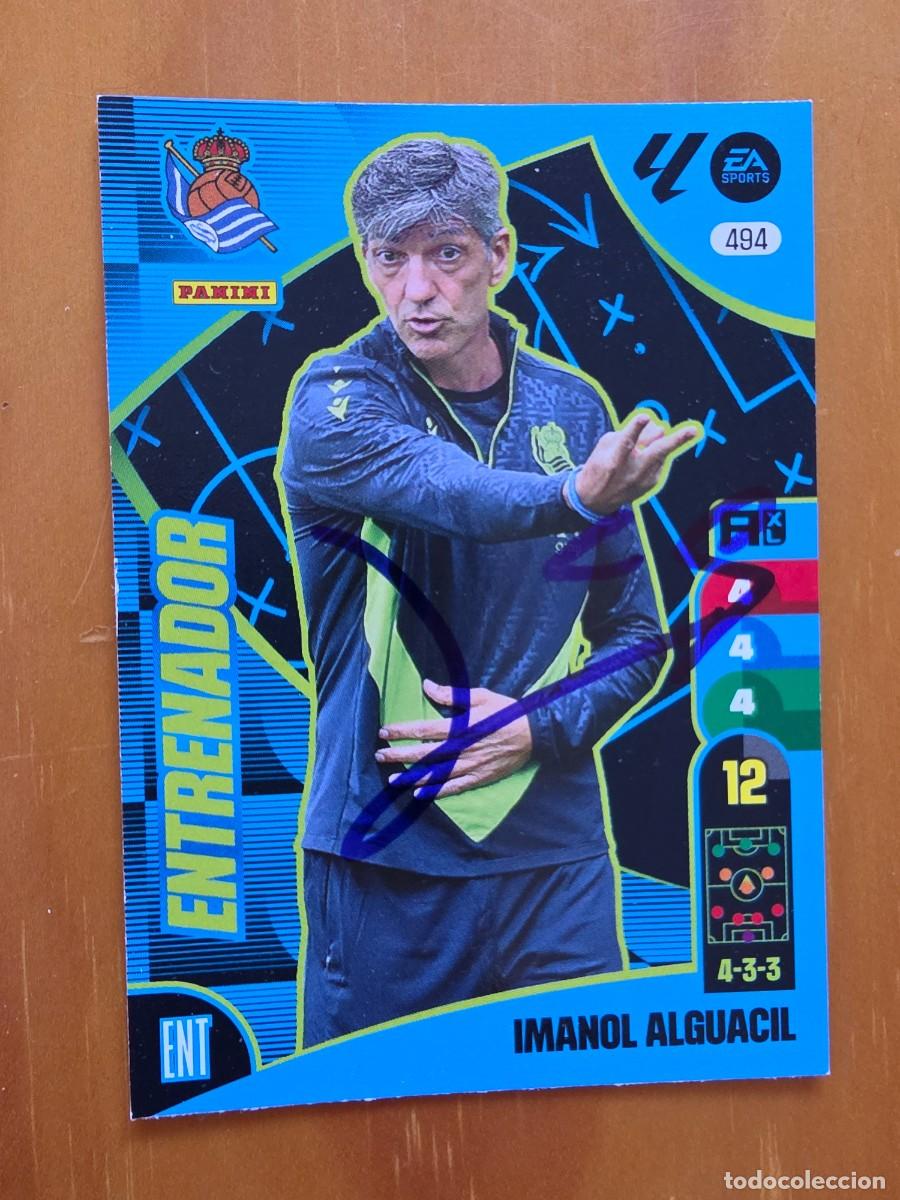 Cromos de F&uacute;tbol: Cromo firmado de Imanol Alguacil con aut&oacute;grafo, Real Sociedad