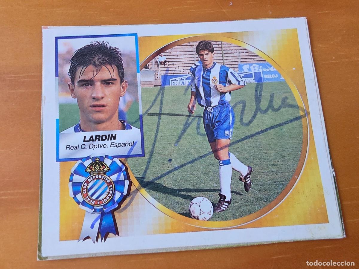 Cartes &agrave; collectionner de Football: Cromo firmado de Jordi Lard&iacute;n con aut&oacute;grafo, RCD Espanyol, despegado del &aacute;lbum
