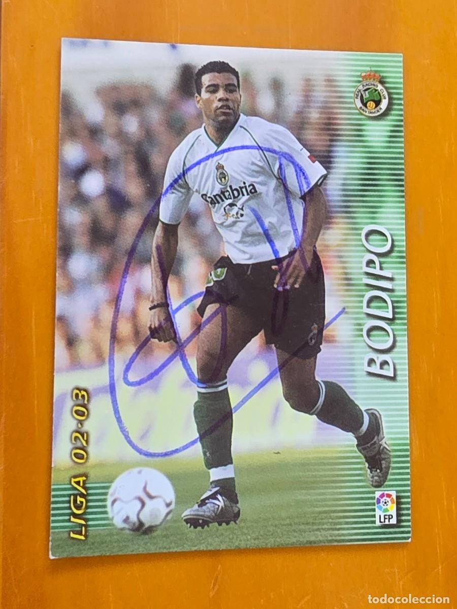Football Stickers: Cromo firmado de Bodipo con aut&oacute;grafo, Racing de Santander