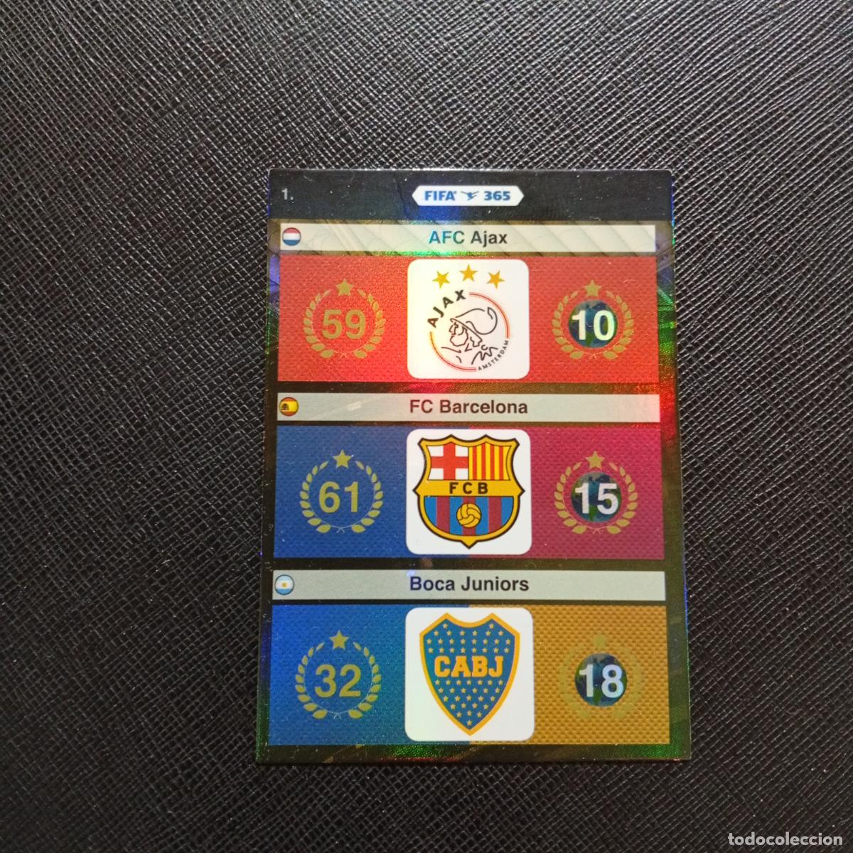 Cromos de F&uacute;tbol: 1 ESCUDO AJAX BOCA JUNIORS BARCELONA ADRENALYN 2015 2016 FIFA 365 CROMO FUTBOL 15 16 - A134 PG1