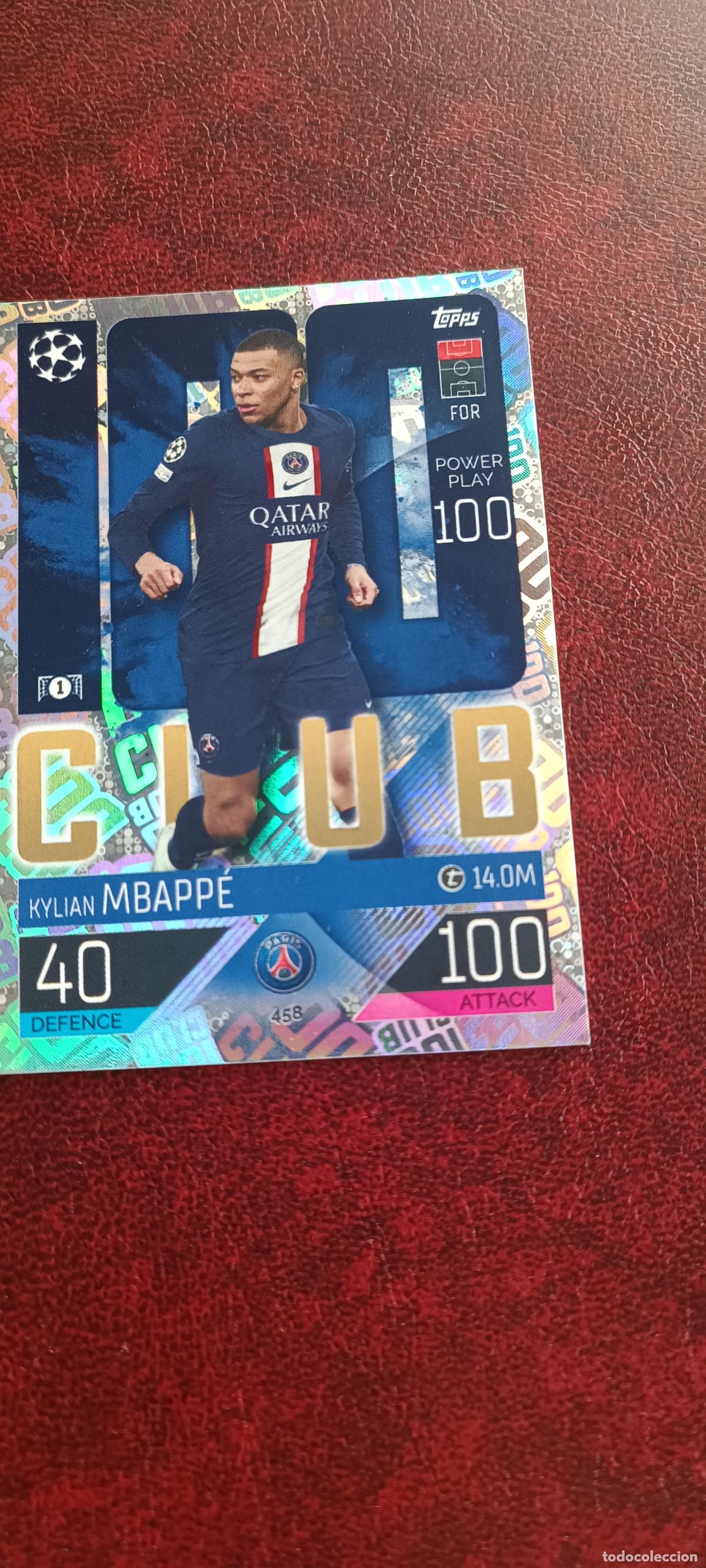 Cromos de F&uacute;tbol: KYLIAN MBAPPE 458 PARIS SAINT GERMAIN CLUB 100 TOPPS MATCH ATTAX 2022 2023 22 23 NUEVO