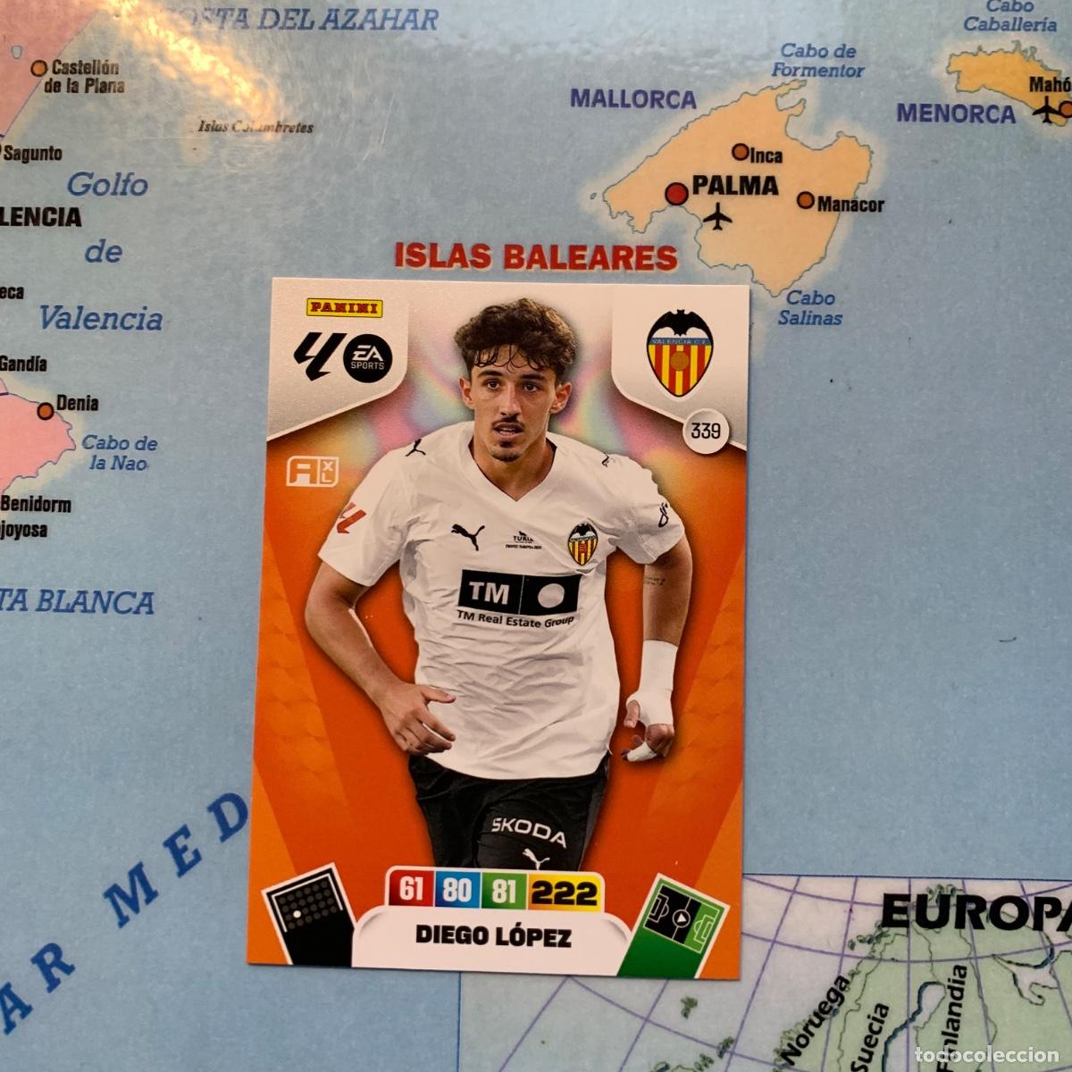 Fu&szlig;ball-Sticker: Diego Lopez n&uacute;mero 339 del Valencia cromo adrenalyn XL 25-26 2025-2026