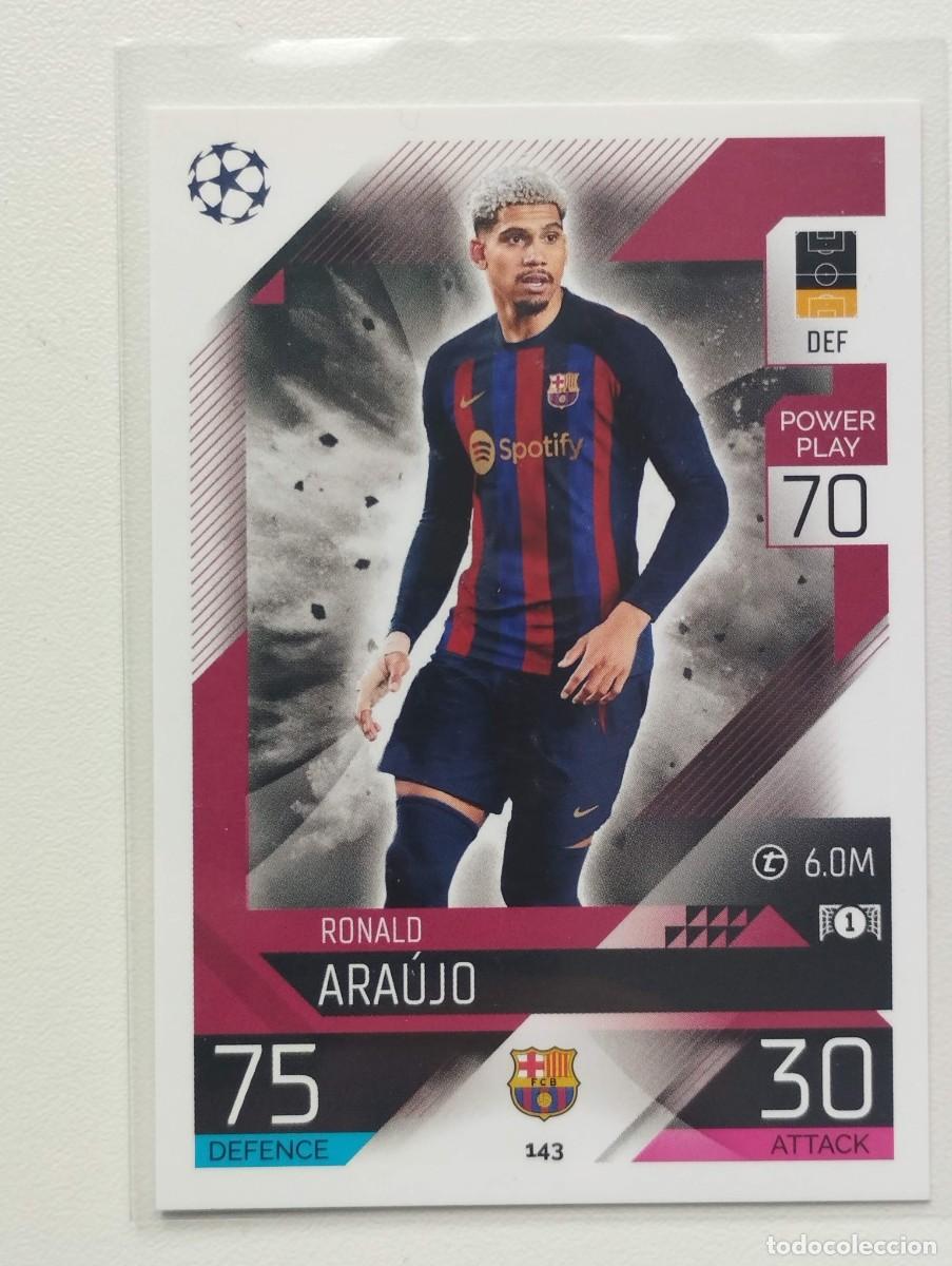 Fu&szlig;ball-Sticker: CROMO CARD TOPPS MATCH ATTAX 2022 2023 22 23 RONALD ARAUJO 143 BARCELONA