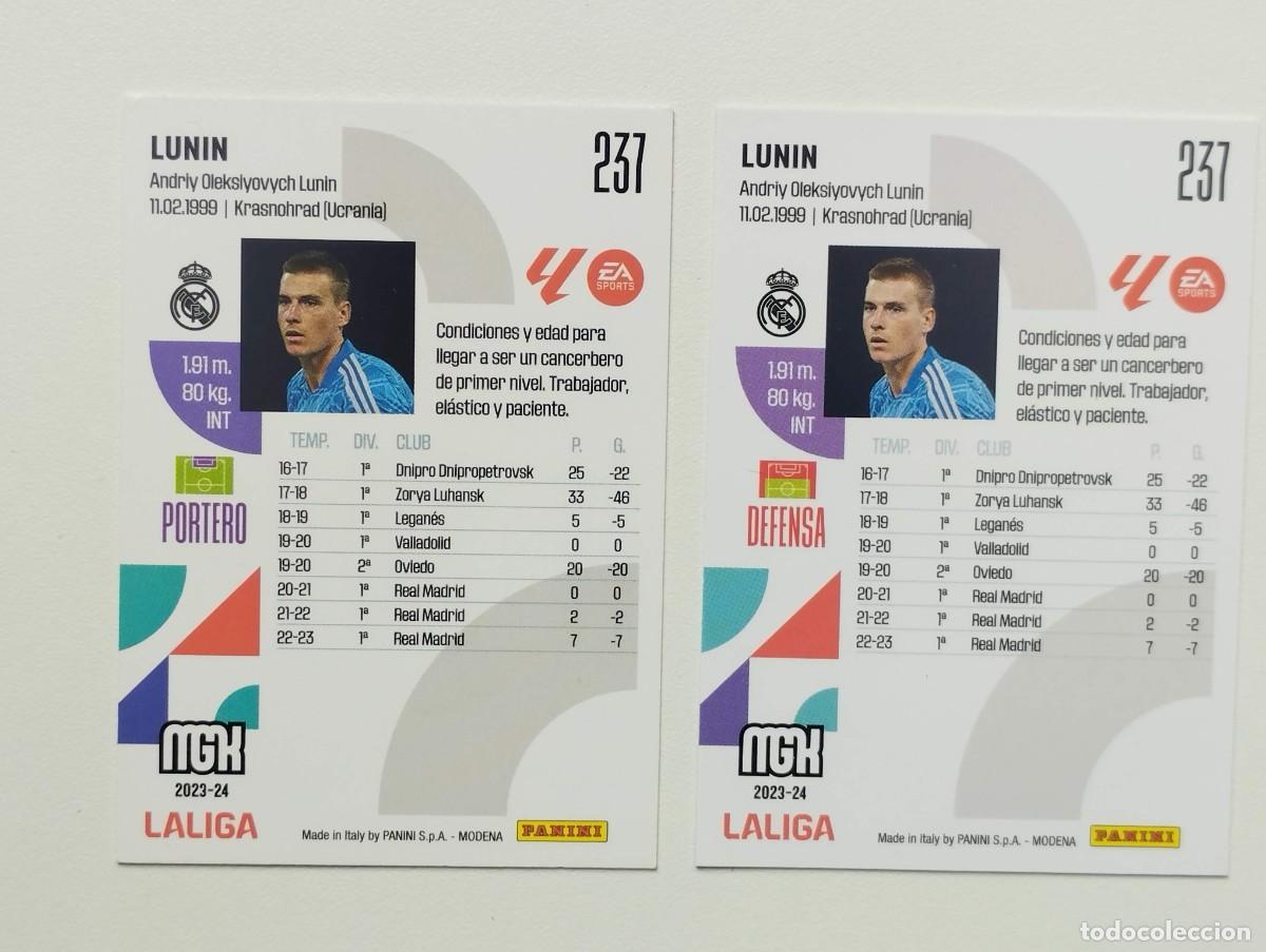 Football Stickers: LOTE 2 VERSIONES CROMO CARD MGK 23 24 MEGACRACKS 2023 2024 MEGA CRACKS- 237 LUNIN REAL MADRID