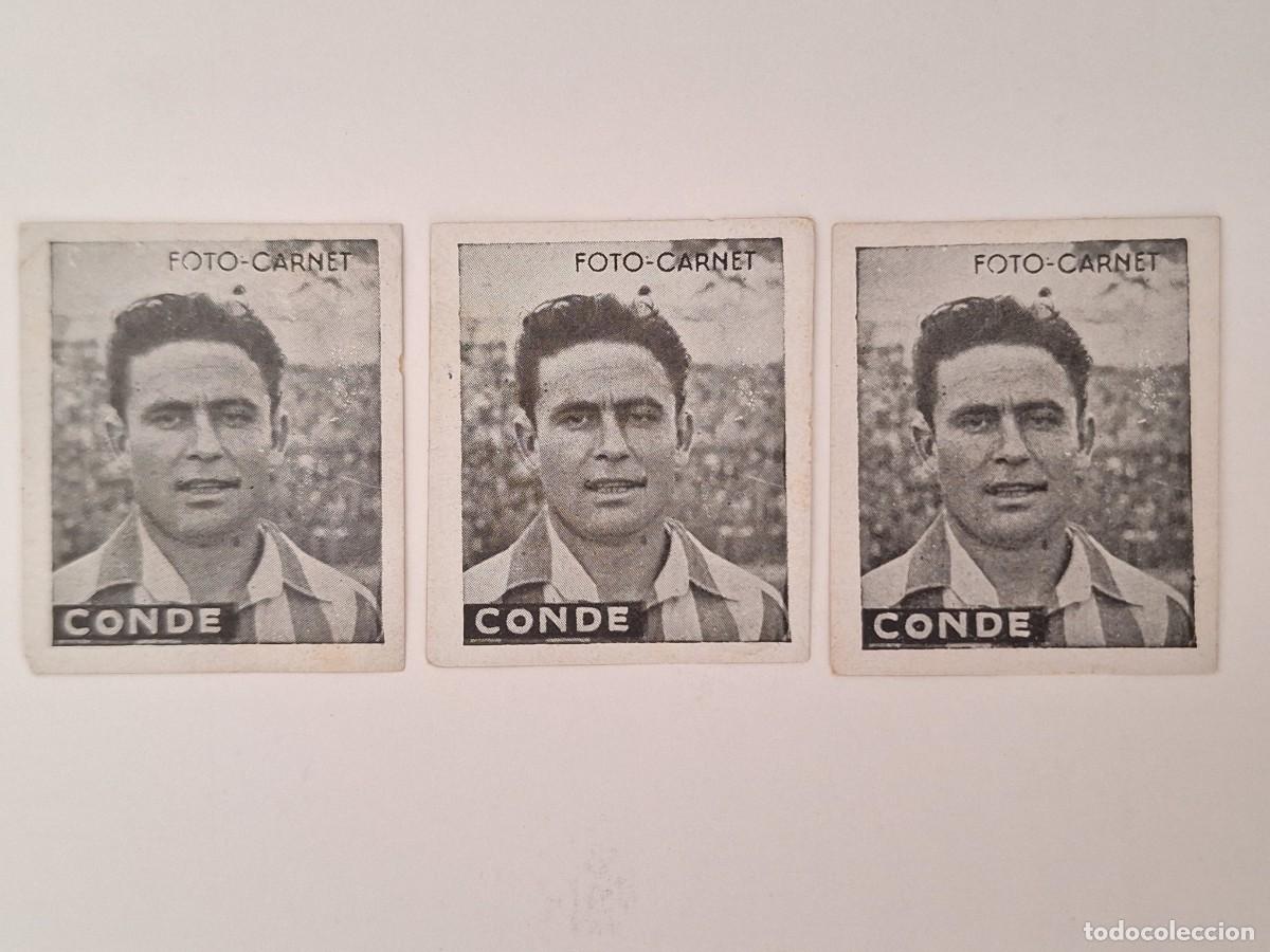 Cromos de F&uacute;tbol: LOTE 3 CROMOS FUTBOL CONDE GRANADA FOTO CARNET EDITORIAL CISNE 1942 1943 REPETIDOS NUNCA PEGADOS RV