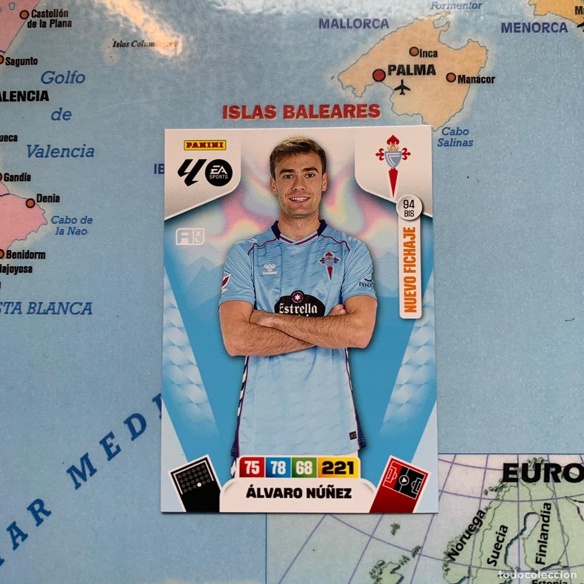 Cromos de F&uacute;tbol: &Aacute;lvaro N&uacute;&ntilde;ez nuevo fichaje n&uacute;mero 94 Bis del Celta cromo adrenalyn XL 25-26 2025-2026
