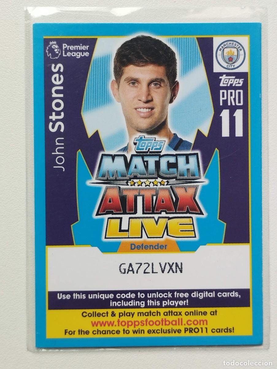 Cromos de F&uacute;tbol: CROMO CODIGO CODE FUTBOL PRO 11 JOHN STONES MANCHESTER CITY MATCH ATTAX PREMIER LEAGUE TOPPS