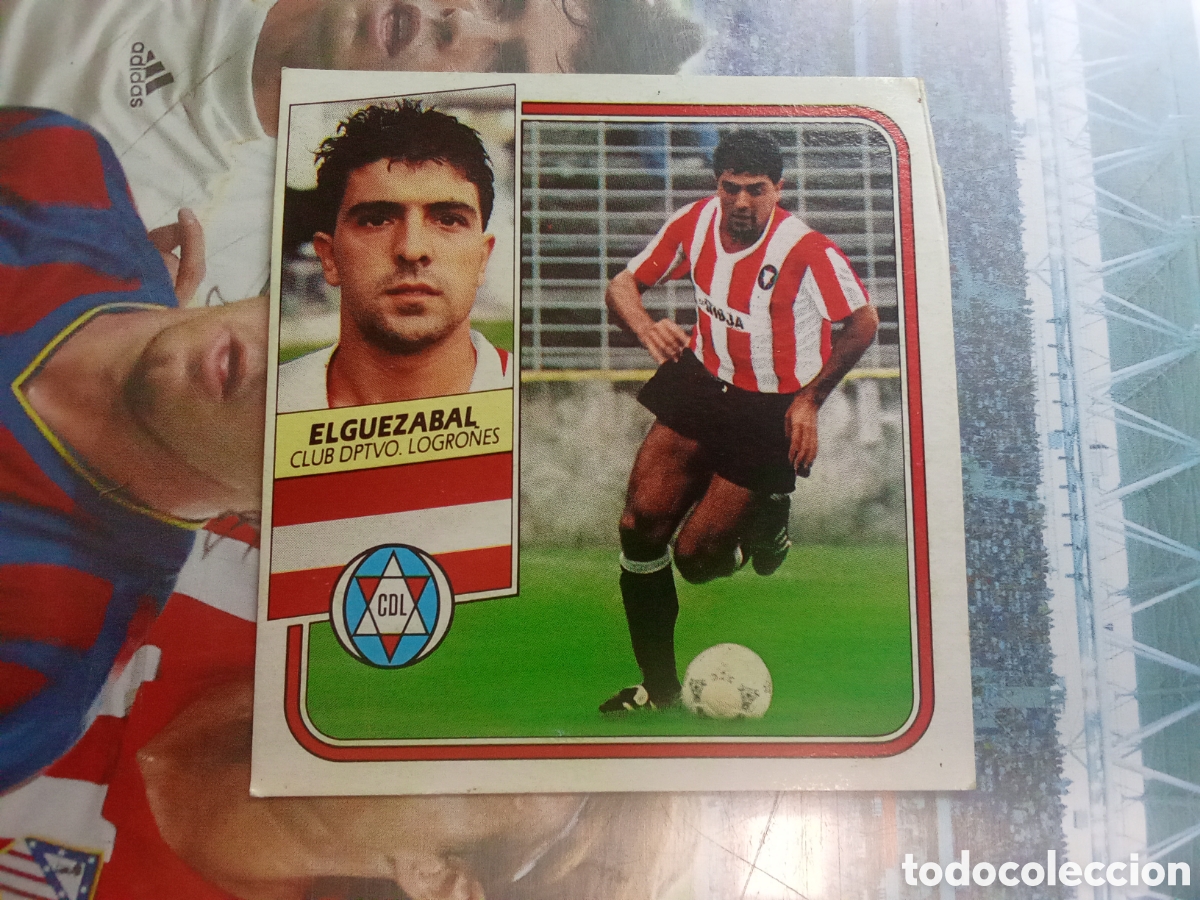 Fu&szlig;ball-Sticker: ELGUEZABAL LOGRO&Ntilde;ES FICHAJE 19 LIGA ESTE 1989/90 89 90 DESPEGADO